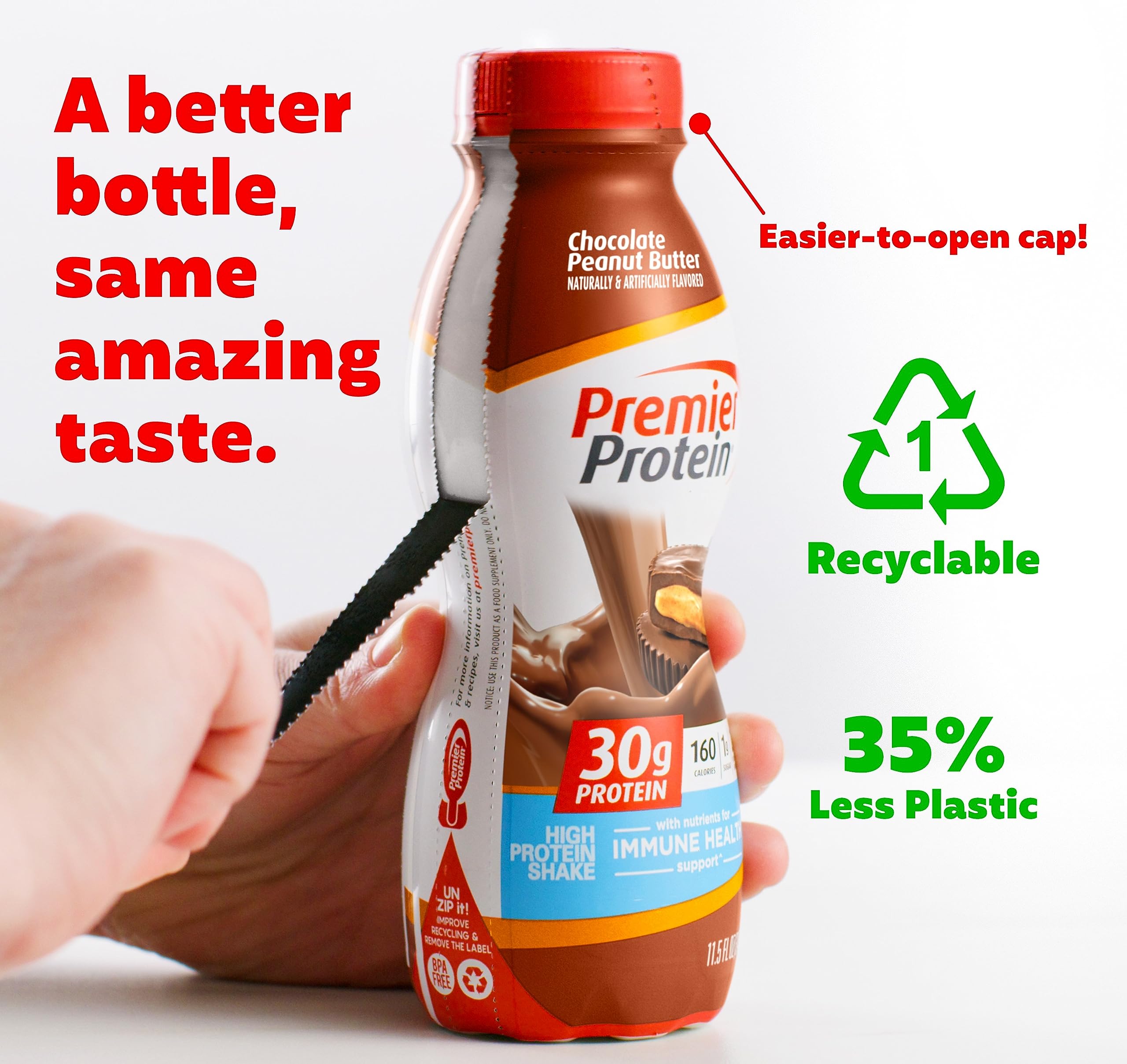 Premier Protein Shake, Chocolate Peanut Butter Liquid, 30g Protein, 1g Sugar, 24 Vitamins Premier ProteinUS supplements