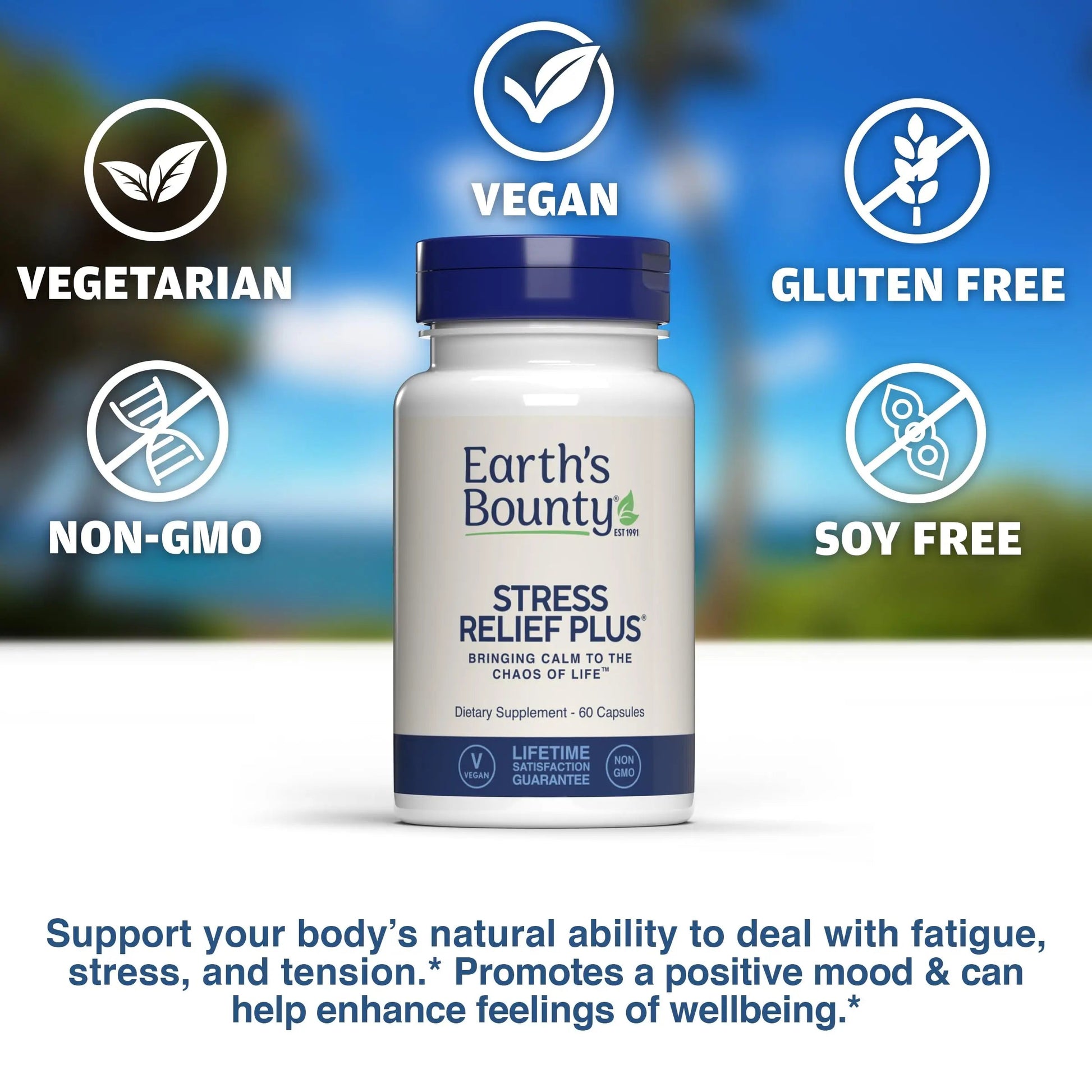 Earth's Bounty - Stress Relief Plus - 60 Vegetarian Capsules - All Natural Formula - Stress Support & Mood Enhancing Supplement Earth's BountyAu supplements