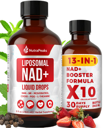 NutraPeaks NAD+ Supplement Liquid - NAD+ Supplement 1000mg, NAD+ Nicotinamide Riboside Resveratrol Supplements with PQQ, NAD+ Berry Flavor Sticks for Anti-Aging, Energy, Focus NutraPeaksAu supplements