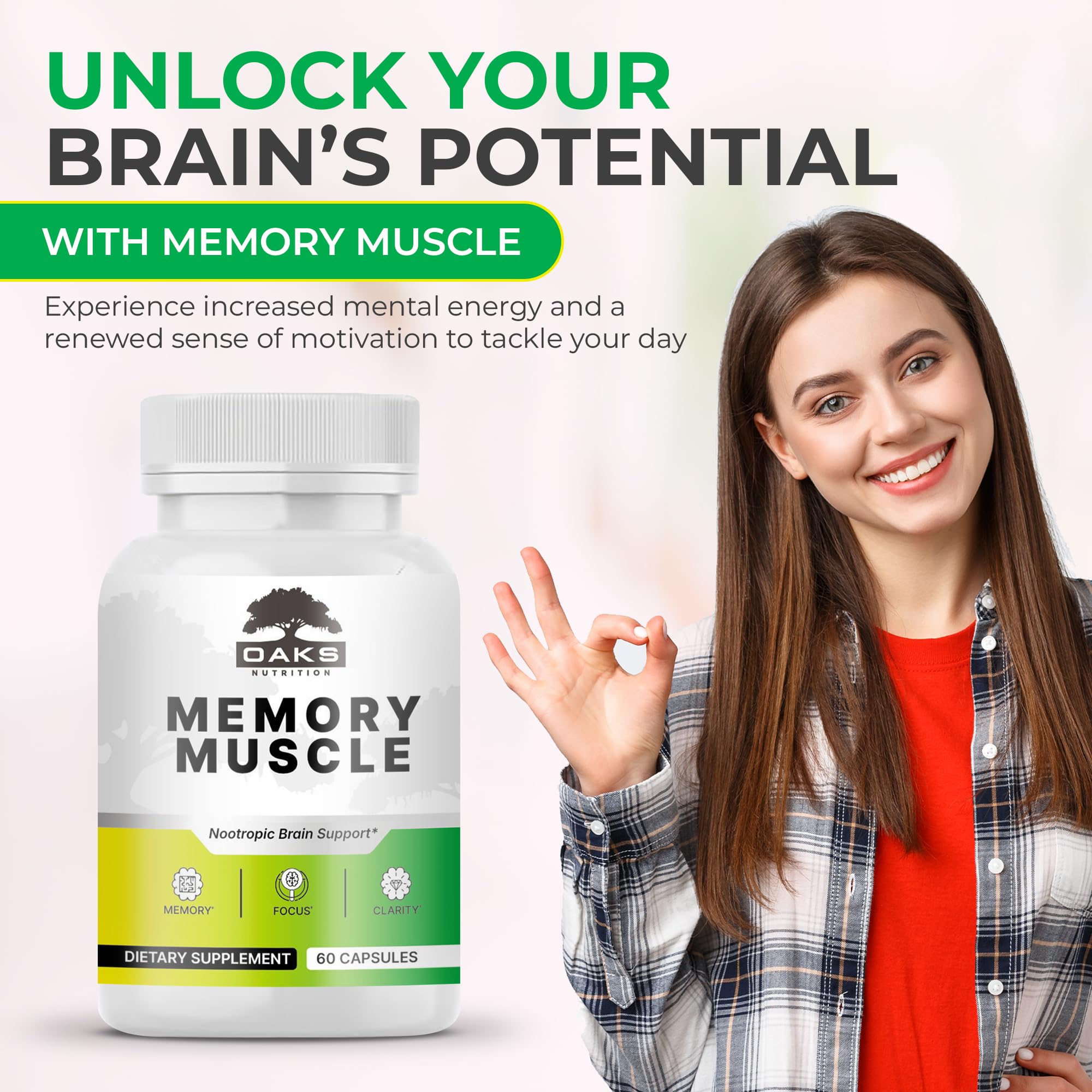 Memory Muscle – Advanced Nootropic Brain Supplement with Vitamin B12, Bacopa Monnieri & DMAE for Focus, Memory, Mental Clarity & Clean Energy – Premium Cognitive Support Formula Oaks NutritionAu supplements