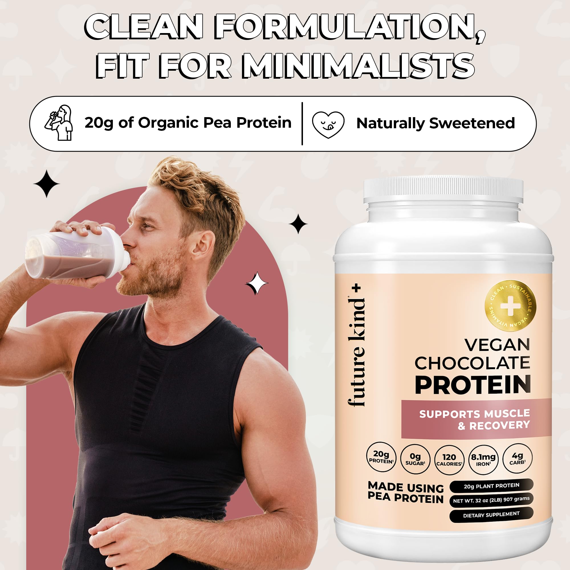 Future Kind Vegan Protein Powder, Chocolate, Pea Plant Protein for Lean Muscle with Iron & Fiber, Whey-Free, Sugar-Free, Soy-Free, Non-Dairy (34 Servings) Future KindAu supplements