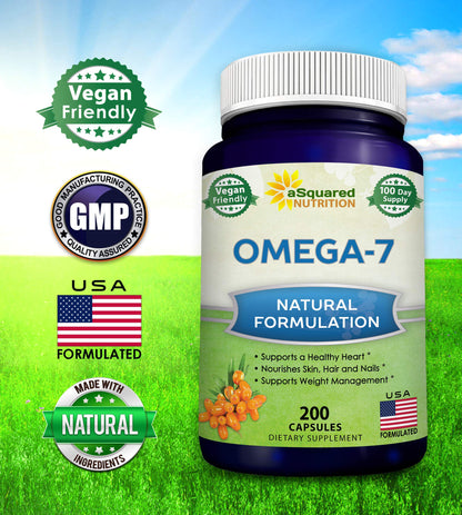 aSquared Nutrition Purified Omega 7 Fatty Acids-200 Capsules from Natural Sea Buckthorn aSquared NutritionUS supplements