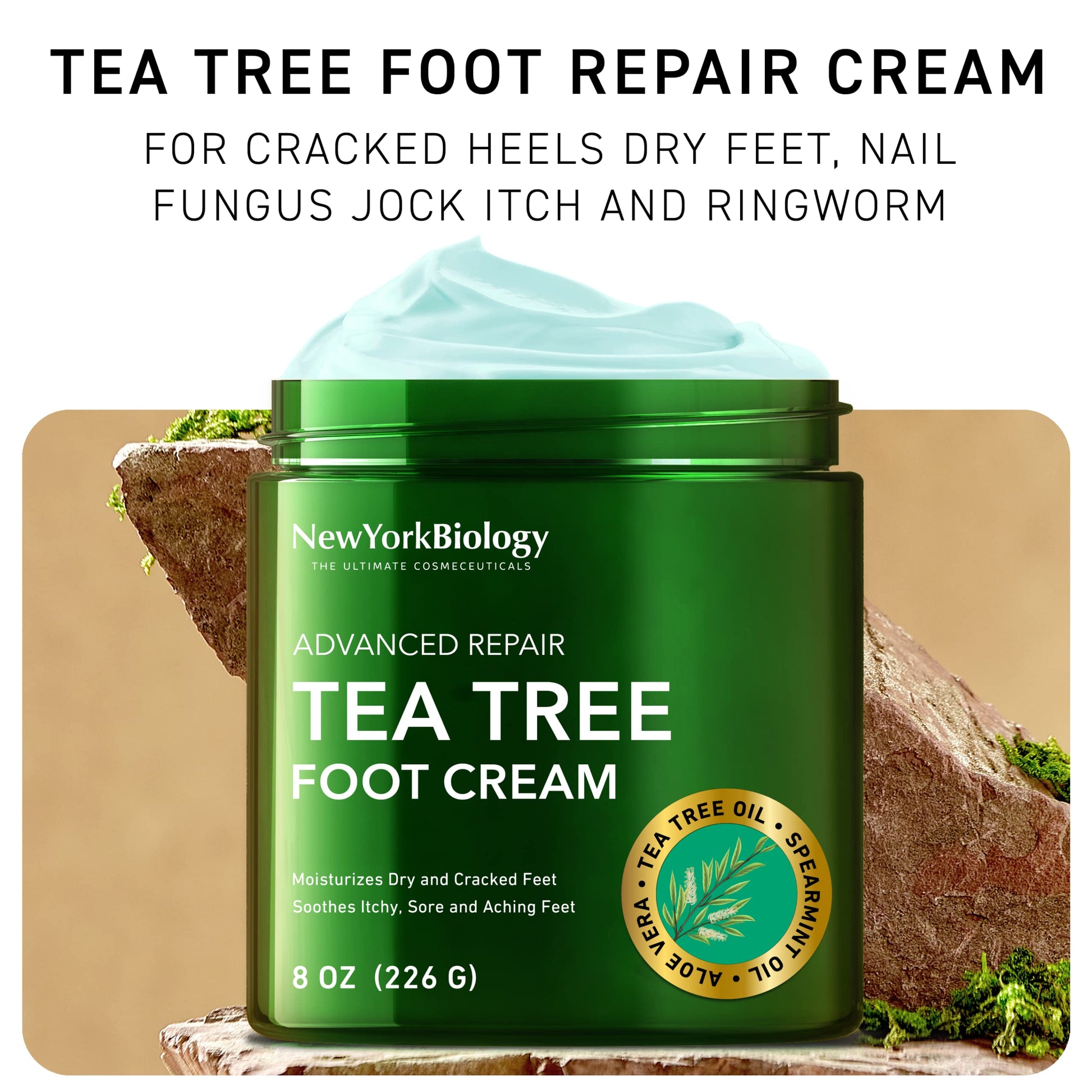 New York Biology Tea Tree Oil Foot Cream for Dry Cracked Feet, Athletes Foot, Nail Fungus NEW YORK BIOLOGY THE ULTIMATE COSMECEUTICALSUS supplements
