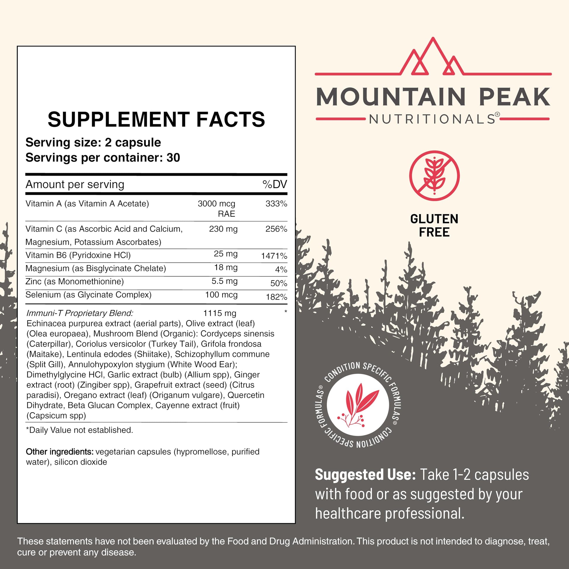 Mountain Peak Nutritionals Immuni-T Advanced Immune Support Supplement - 4-in-1 Formula with Vitamin C, A, Zinc, & Mushroom Blend - Daily Wellness & Seasonal Defense (60 Vegetarian Capsules) Mountain Peak NutritionalsAu supplements