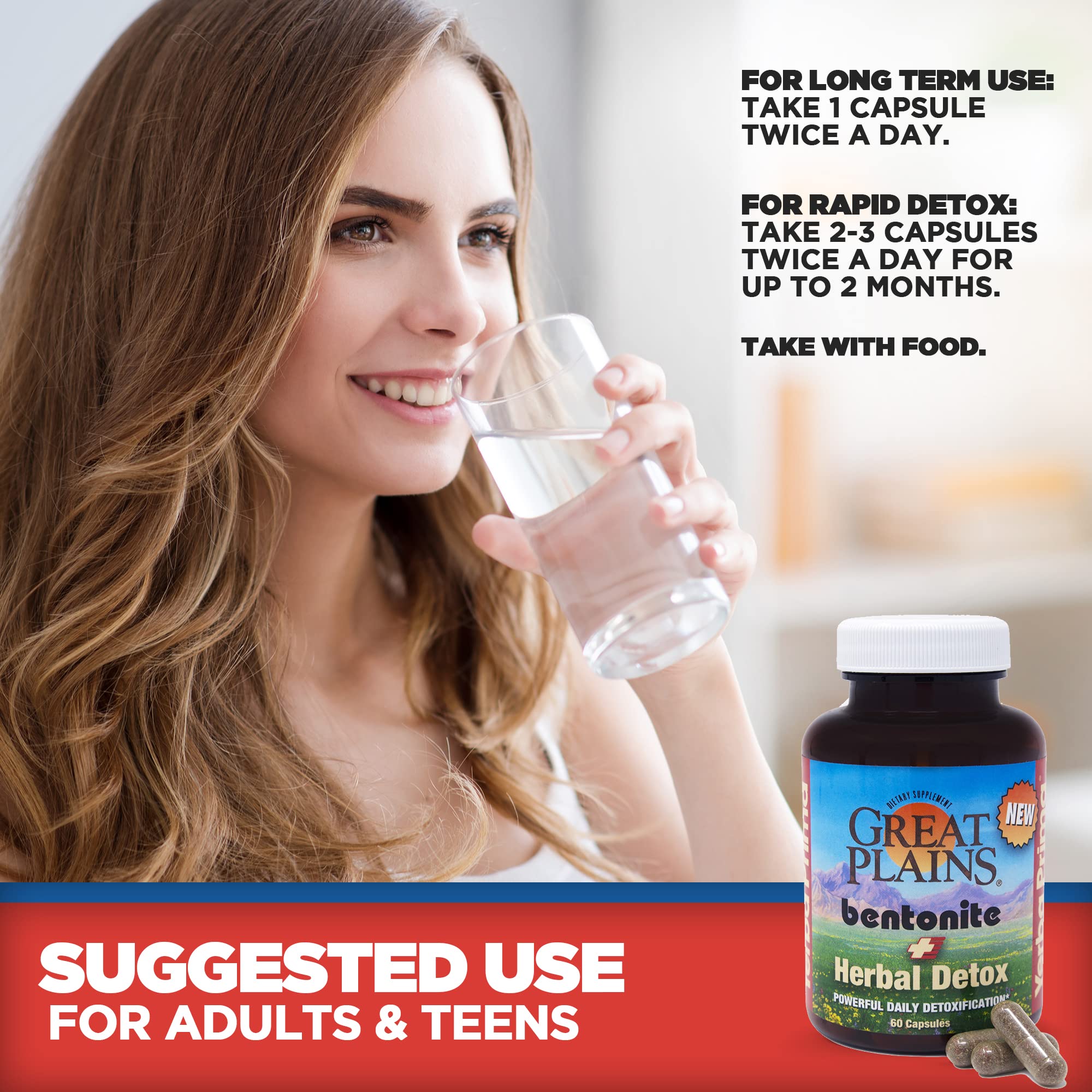 Yerba Prima Bentonite Clay Plus Herbal Detox - 60 Veggie Capsules - Natural Cleansing Supplement Yerba PrimaAu supplements