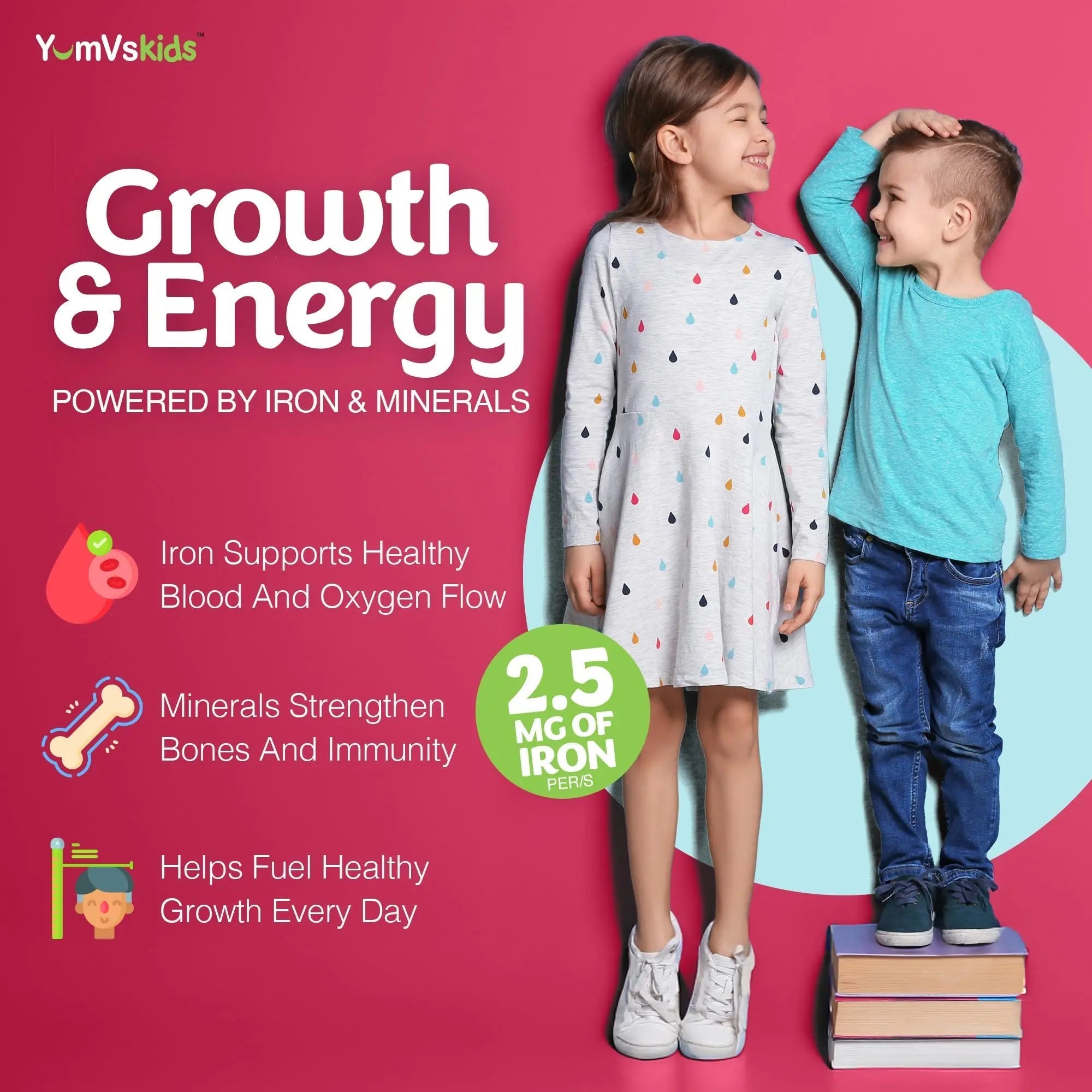 YumVs Kids Multivitamin with Iron & Minerals Chewable Tablets – Grape & Berry Flavor Vitamins for Toddlers & Children Age 2+ – Daily Multivitamin YUM-V'SAu supplements