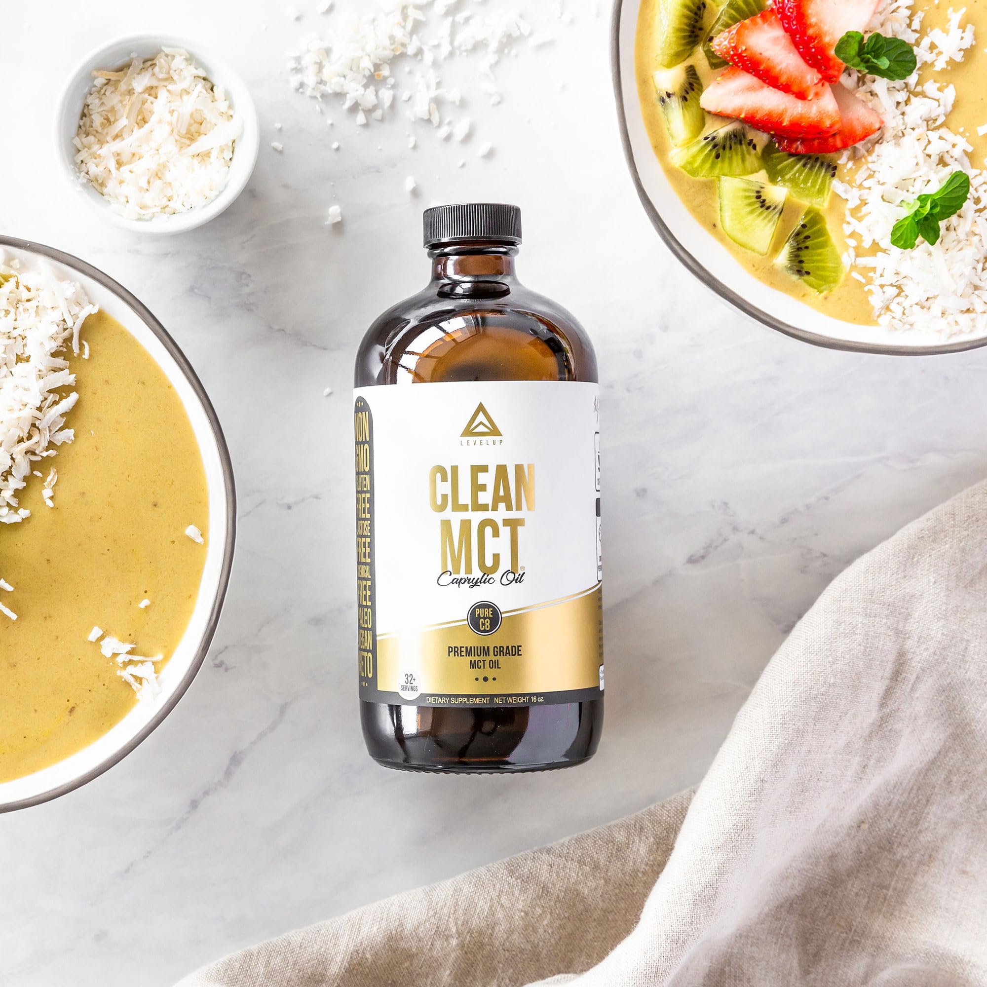 LevelUp Clean MCT Oil - 100% Caprylic C8 for Energy, Focus, Weight Management LevelUpUS supplements