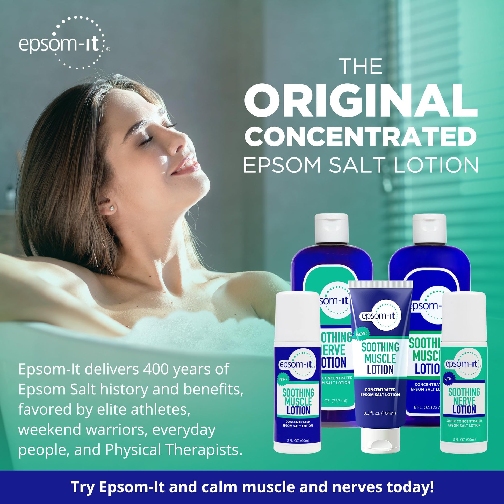 Epsom-It Soothing Muscle Lotion - Roll On Epsom Salt Lotion with Arnica for Muscle Stiffness, Leg, Knees and Feet Discomfort, Topical Magnesium Cream, 3oz EPSOM-ITAu supplements
