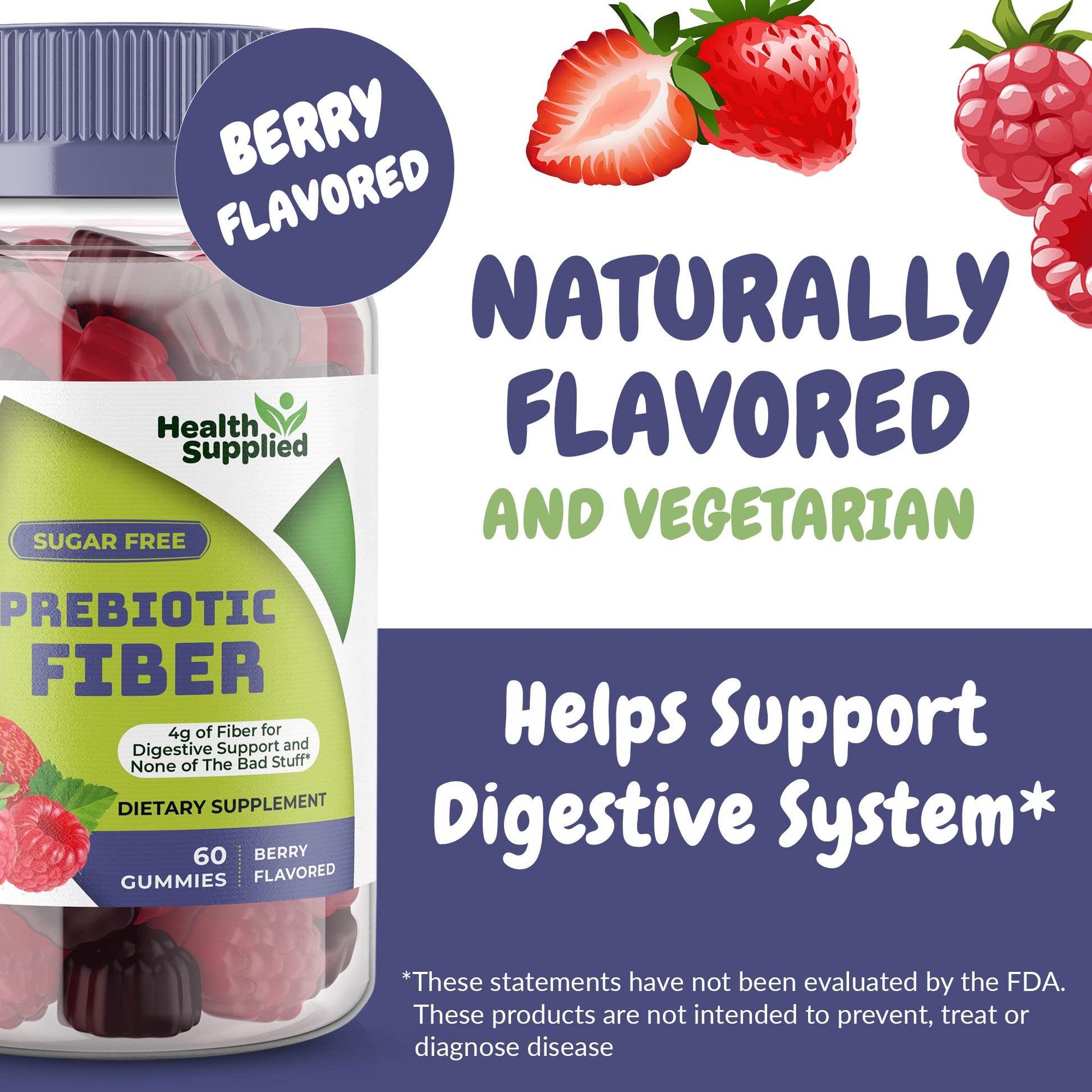Fiber Prebiotic Gummies Sugar Free, Keto Friendly | Gut Cleansing, Digestive Health Regularity Health SuppliedAu supplements