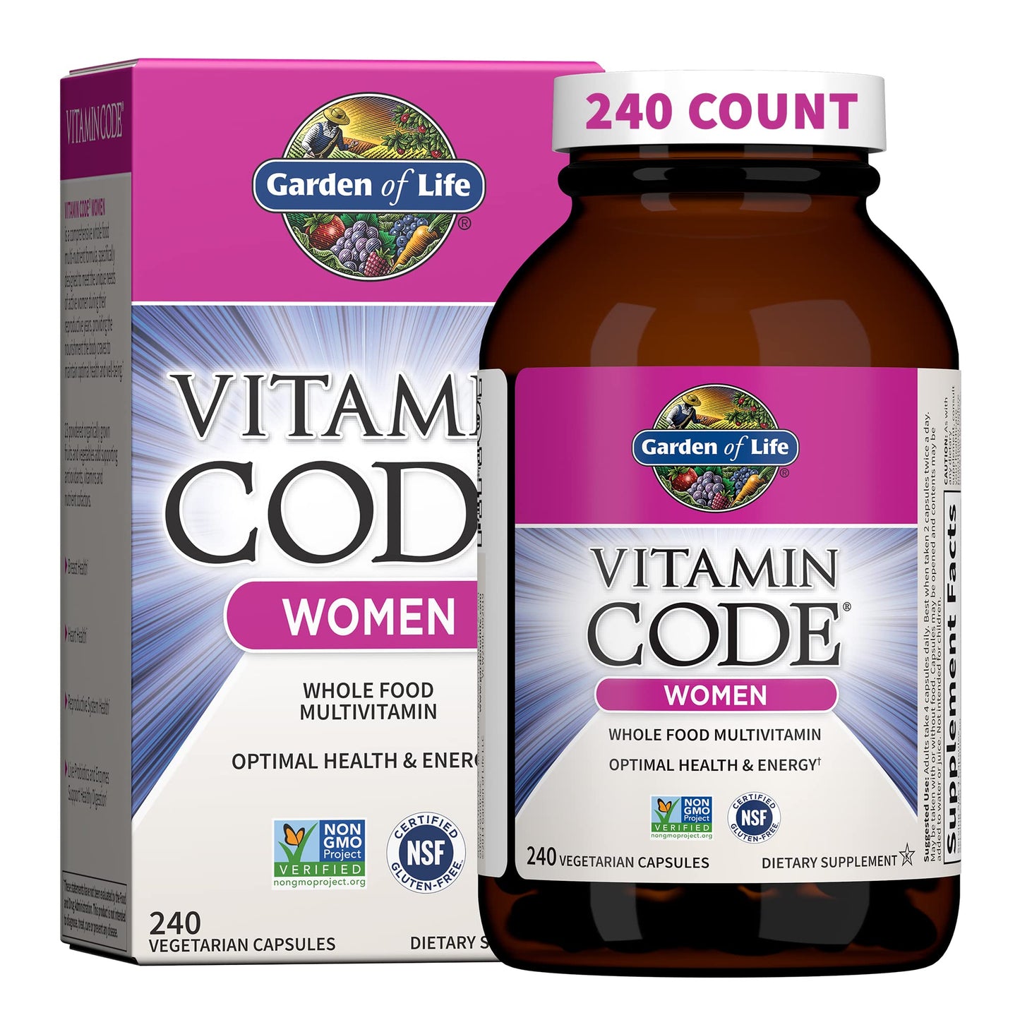 Garden of Life Multivitamin for Women, Vitamin Code Women's Multi - Whole Food Womens Multi Vitamins, Iron, Folate not Folic Acid, Vitamin A and Probiotics Garden of LifeUS supplements