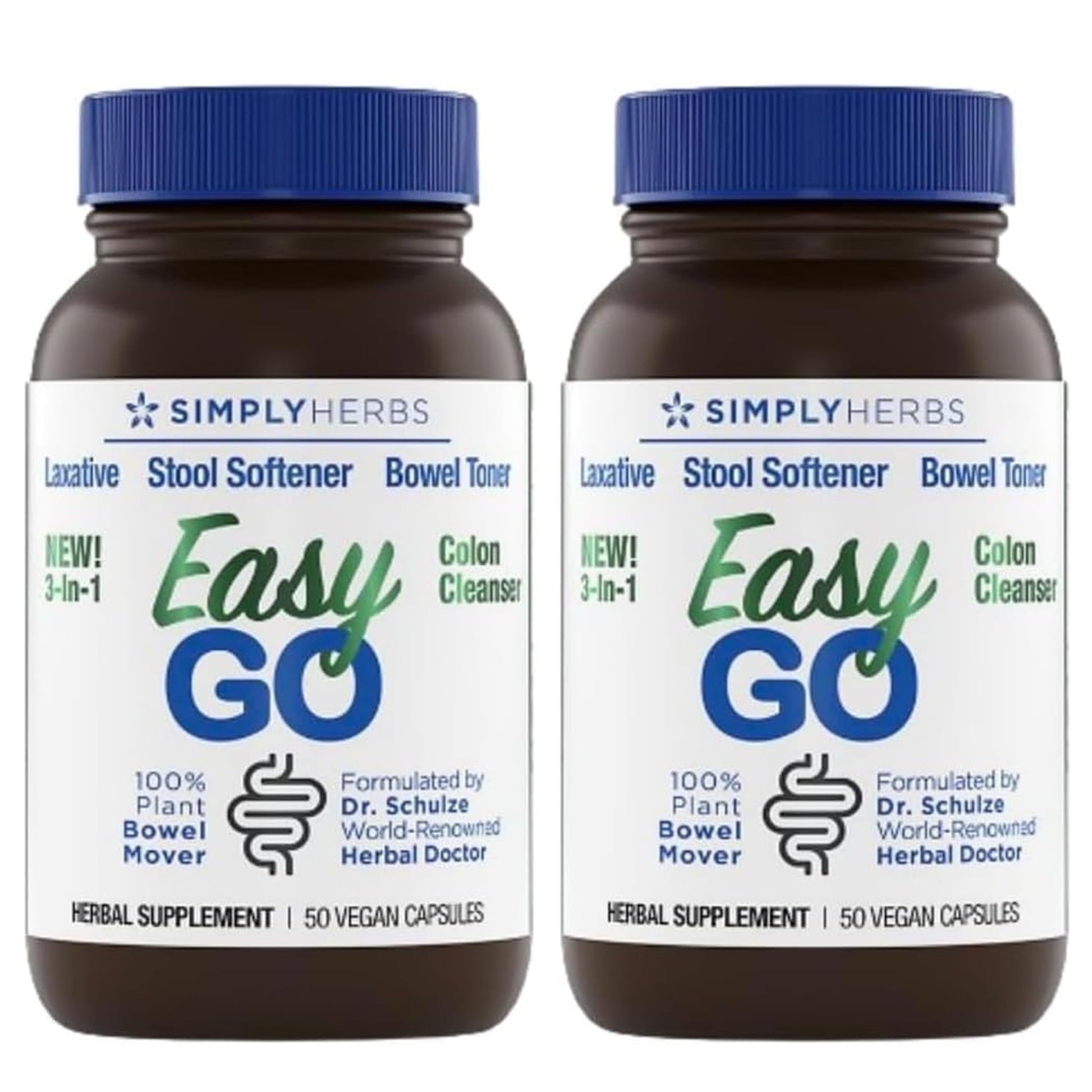 Simply Herbs Easy Go Bowel Mover - Adult Cleansing Supplement for Colon Health Support - Bowel Movement Aid - Stool Softener - Daily-Use Laxative - Plant-Based Ingredients - Vegan - 100 Count (2 Pack) Dr. Schulze'sAu supplements