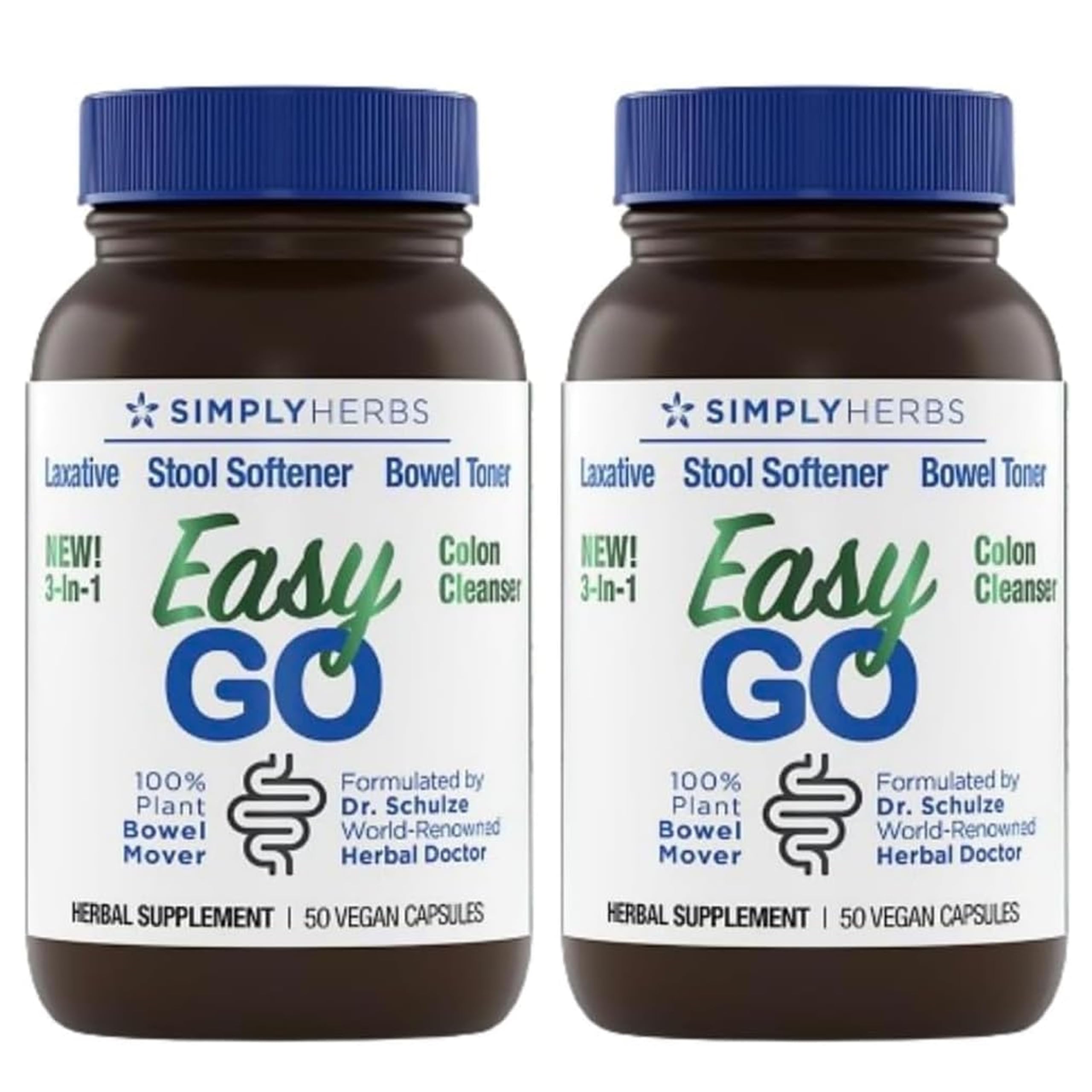 Simply Herbs Easy Go Bowel Mover - Adult Cleansing Supplement for Colon Health Support - Bowel Movement Aid - Stool Softener - Daily-Use Laxative - Plant-Based Ingredients - Vegan - 100 Count (2 Pack) Dr. Schulze'sAu supplements