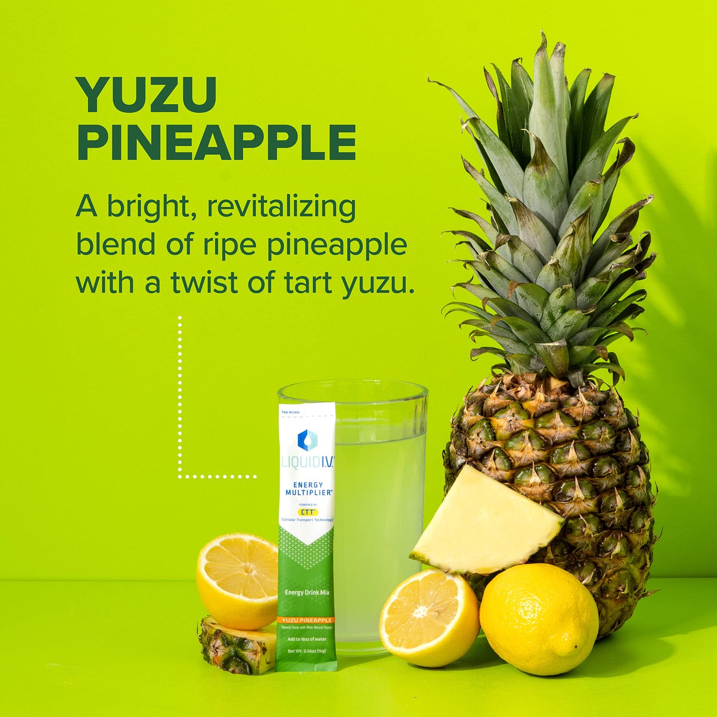 Liquid I.V. Hydration + Energy Multiplier - Yuzu Pineapple - Hydration Powder Packets Liquid I.V.US supplements