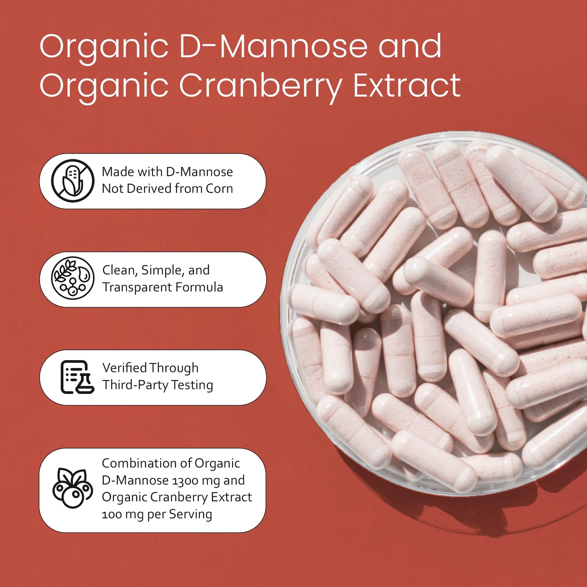 NaturaLife Labs Organic D-Mannose 1300 mg with Organic Cranberry Extract 100 mg per Serving – 100 Capsules – Non-GMO, Gluten-Free, Vegan NaturaLife LabsAu supplements