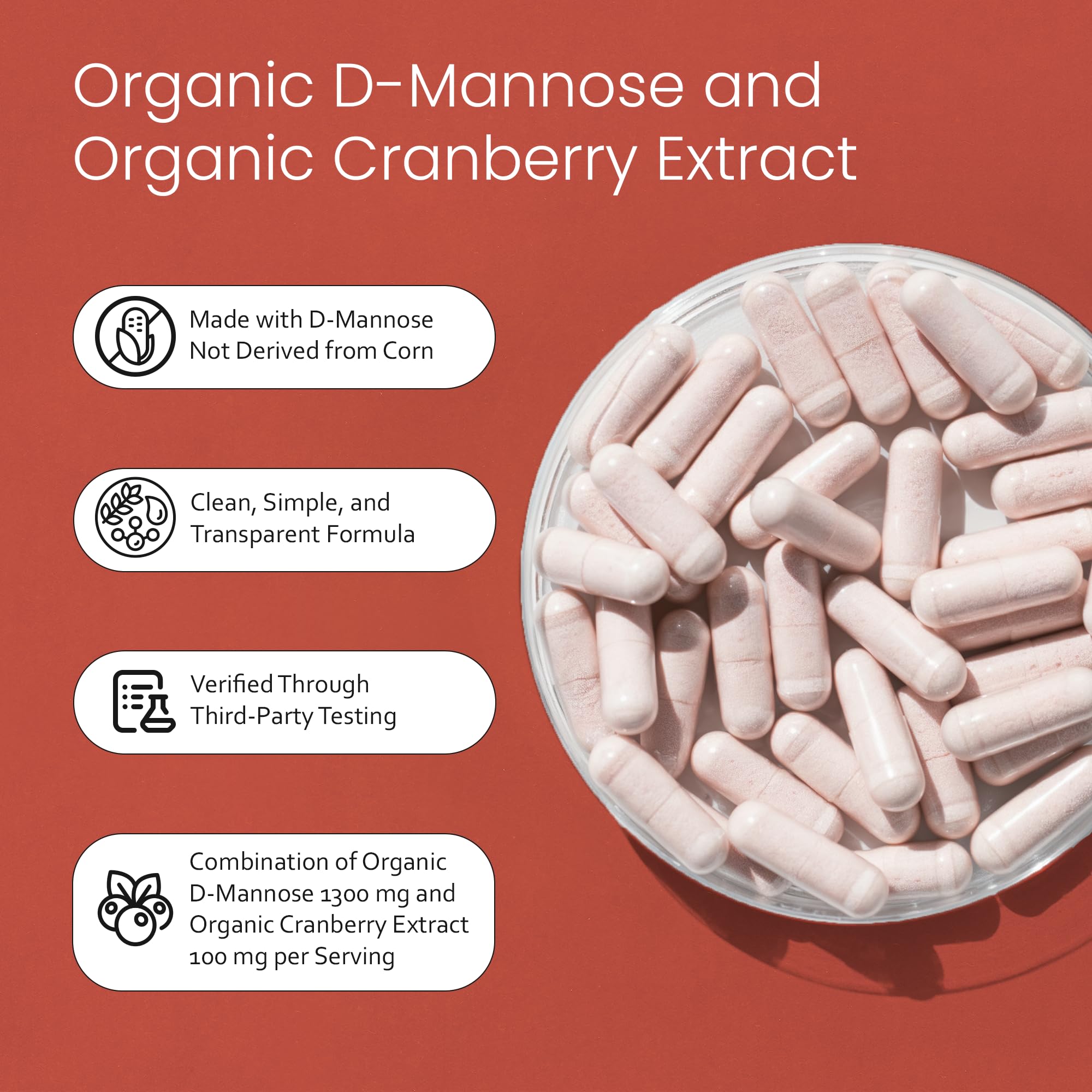 NaturaLife Labs Organic D-Mannose 1300 mg with Organic Cranberry Extract 100 mg per Serving – 100 Capsules – Non-GMO, Gluten-Free, Vegan NaturaLife LabsAu supplements