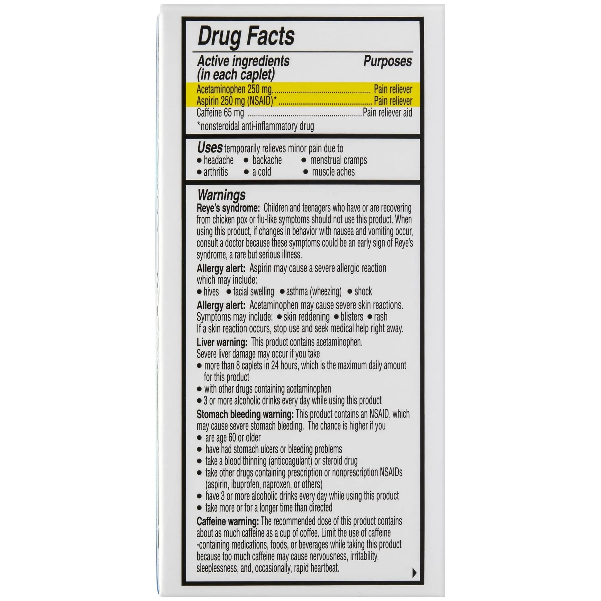 Vanquish Headache Relief, Acetaminophen, Aspirin, Caffeine, 100 Caplets, Packaging May Vary VanquishAu supplements
