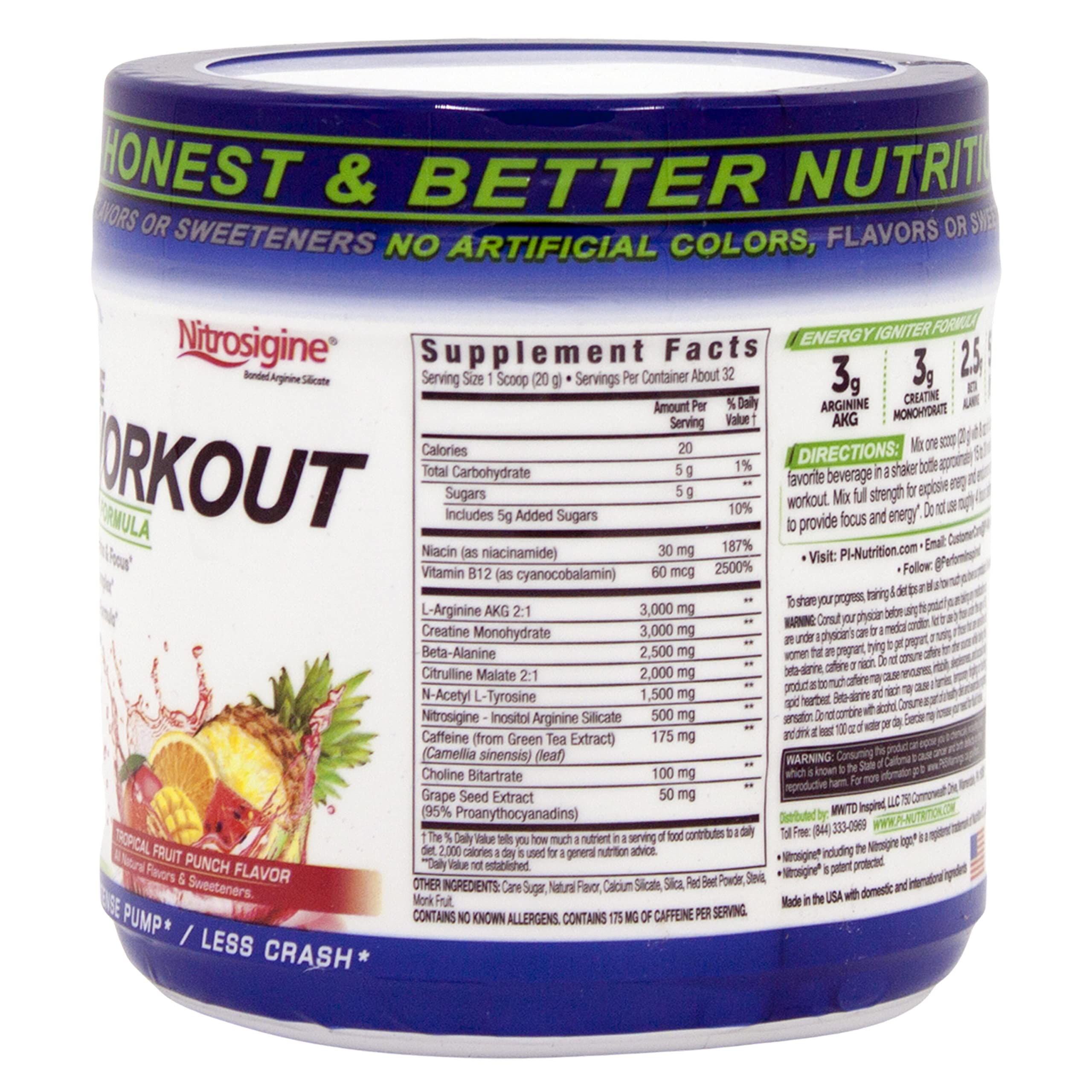 Performance Inspired Nutrition PreWorkout Powder - All Natural - G-Free & Vegan Formula PERFORMANCE INSPIREDAu supplements