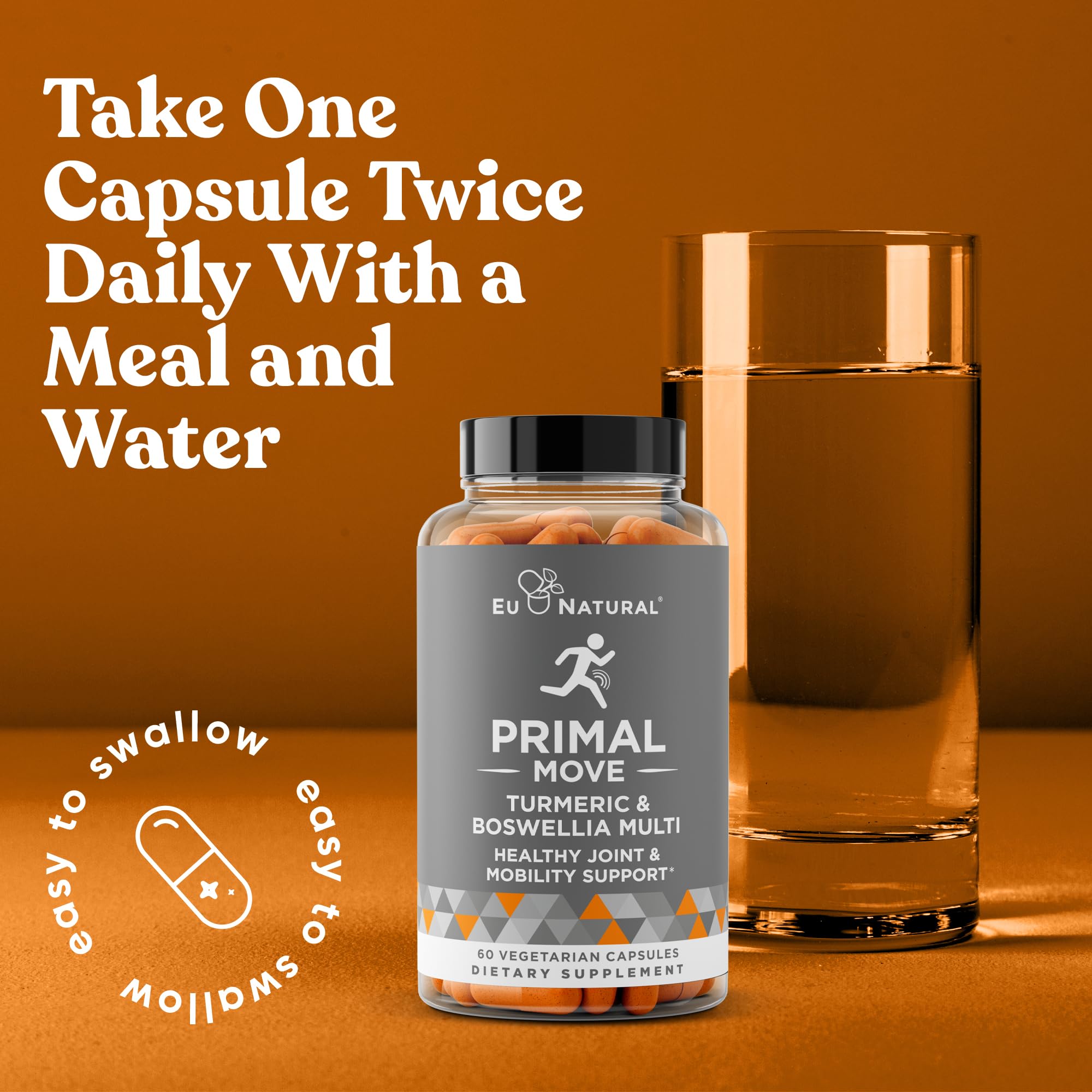 Primal Joint & Mobility Support - Advanced Joint Support Supplement for Women and Men - Turmeric, Boswellia, Ginger and Boron for Whole-Body Flexibility, Joint Health & Comfort - 60 Veg Soft Capsules Eu NaturalAu supplements