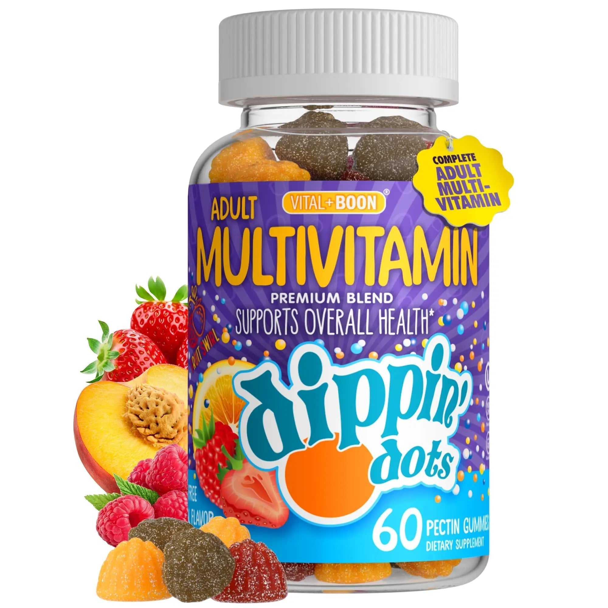 Vital+Boon Dippin' Dots - Multivitamin Gummies for Adults - Gummy Vitamins with Vitamin A, B6, C, D3, E & Folic Acid - Vegetarian Vital+BoonAu supplements
