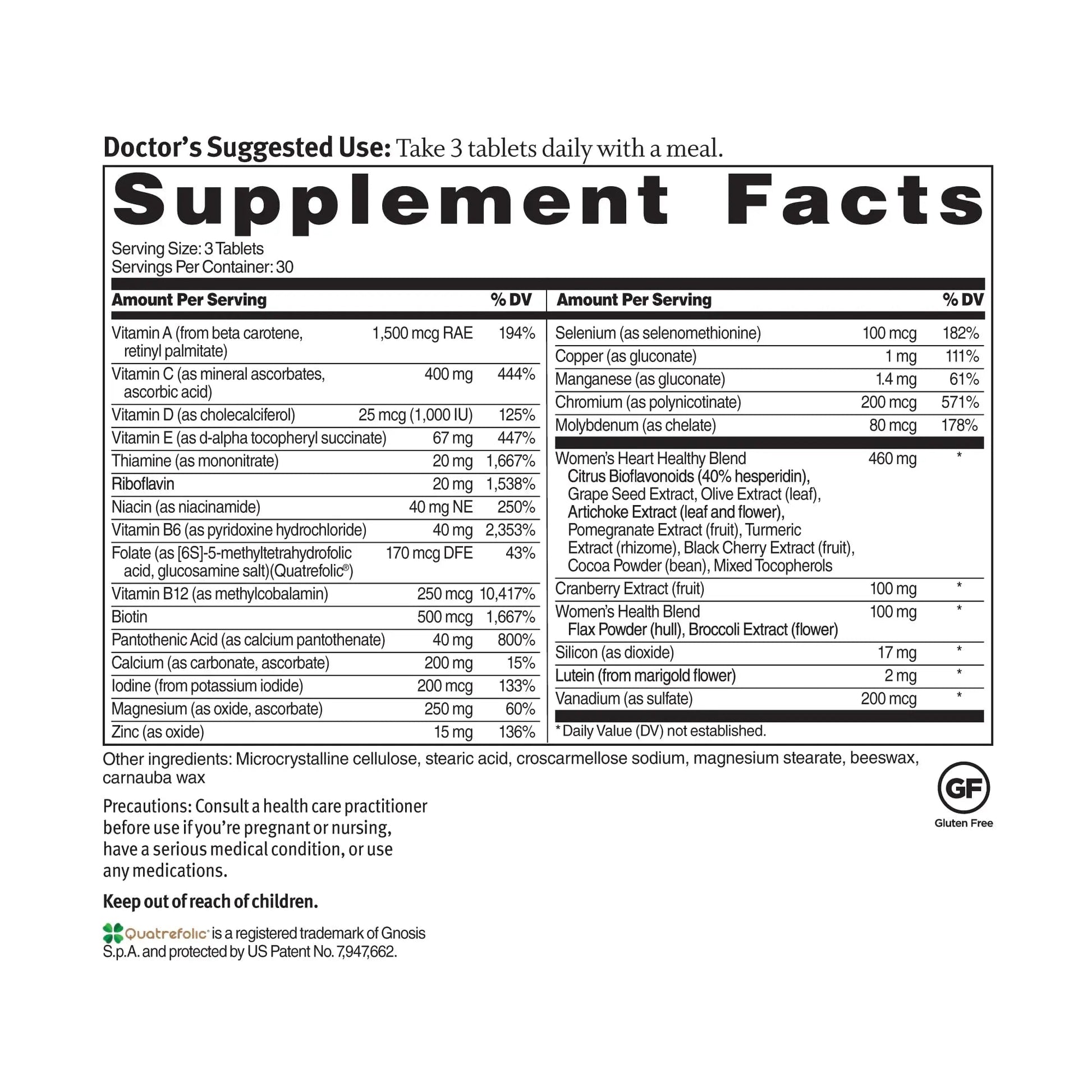 Dr. Sinatra Heart Healthy Multivitamin for Women with Vitamin D 1000 IU, A, B12, C, E, Biotin, Folate, and Zinc, 90 Tablets (30-Day Supply) Dr. SinatraAu supplements