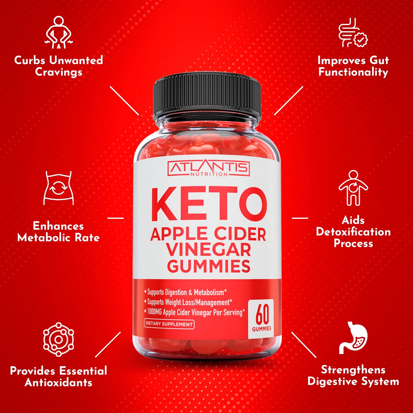 Keto ACV Gummies for Weight Loss - Apple Cider Vinegar Keto ACV Gummies Formulated Atlantis NutritionUS supplements