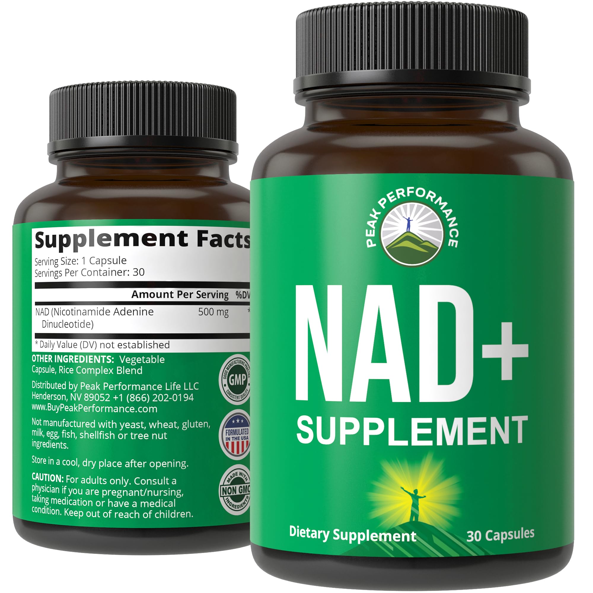 Ultra High Purity NAD Supplement for Women and Men. NAD+ Similar to Nicotinamide Riboside. Supports Energy, Brain Function, Healthy Aging & Longevity. Third Party Tested Non-GMO Supplements Peak PerformanceAu supplements