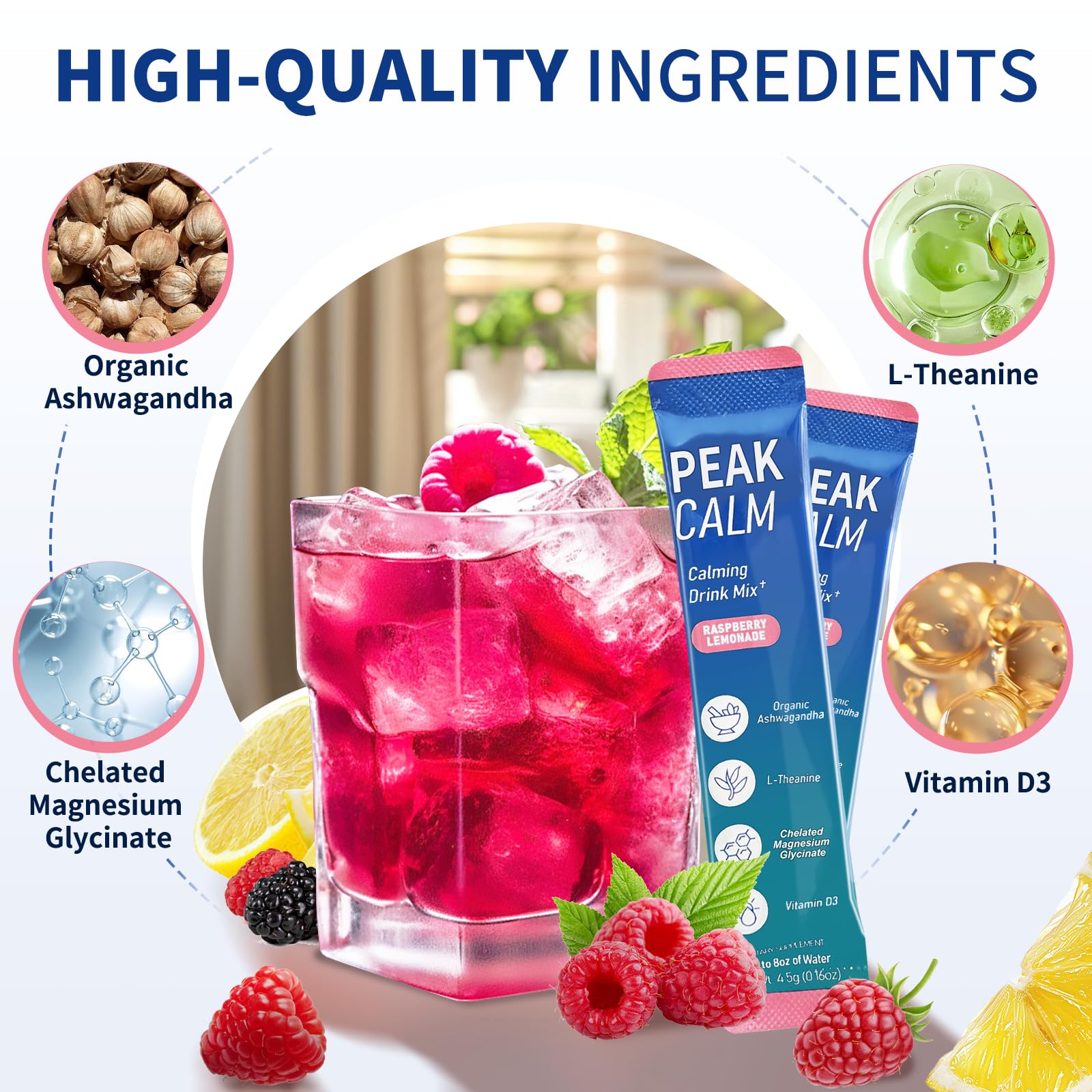 40 Count Super Cortisol Calm Drink with Magnesium Glycinate, Ashwagandha, L-Theanine & Vitamin D3 |Magnesium glycinate Powder for Relaxation, Focus & Sleep Support | Raspberry Lemonade | No Sugar OLELONAu supplements