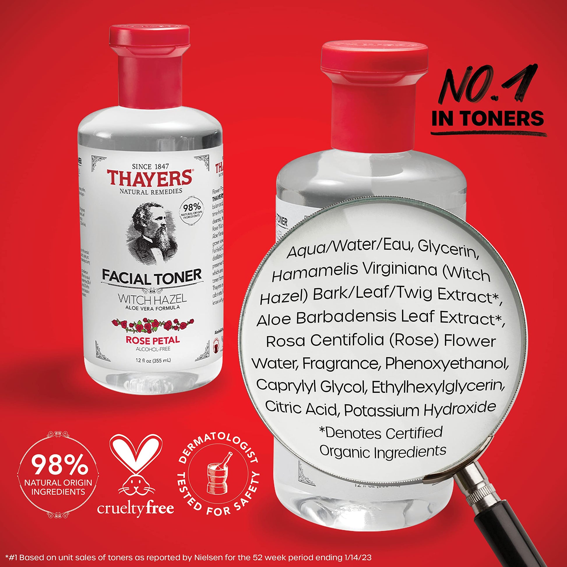 Thayers Alcohol-Free, Hydrating Rose Petal Witch Hazel Facial Toner 12 oz + 3oz THAYERSAu supplements
