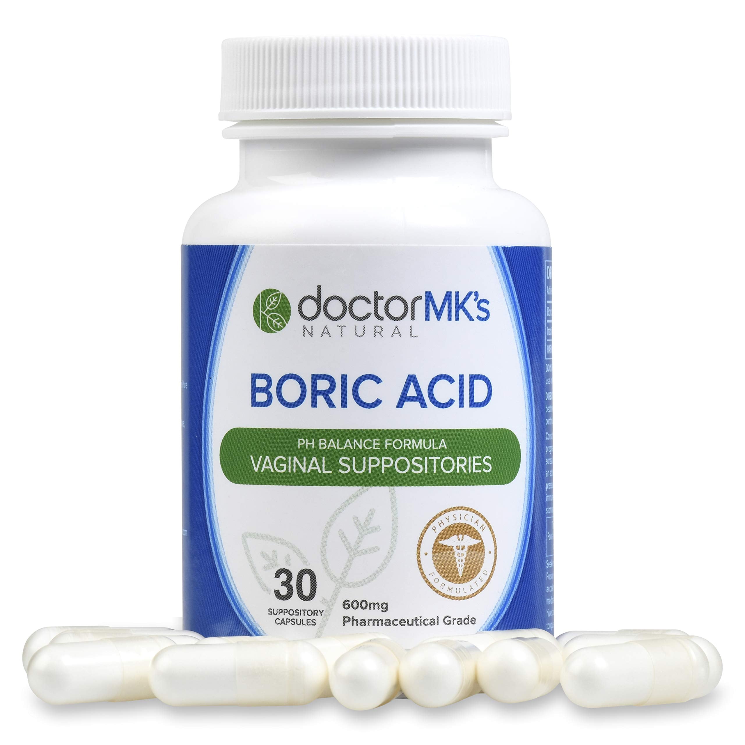 doctor MK's NATURAL Boric Acid Suppositories (600mg) for Healthy Feminine pH Support doctor MK's NATURALAu supplements