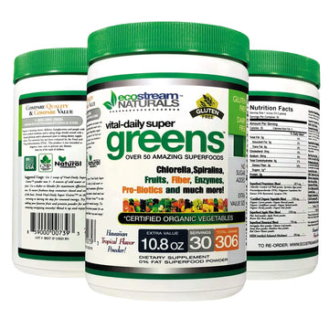 ecostream Naturals Vital First Daily Greens Superfood Powder 50 Whole Super Foods with Spirulina, Chlorella, Flax Seed, Fiber and Enzymes with Organic Greens - 30 Servings ecostream NaturalsAu supplements