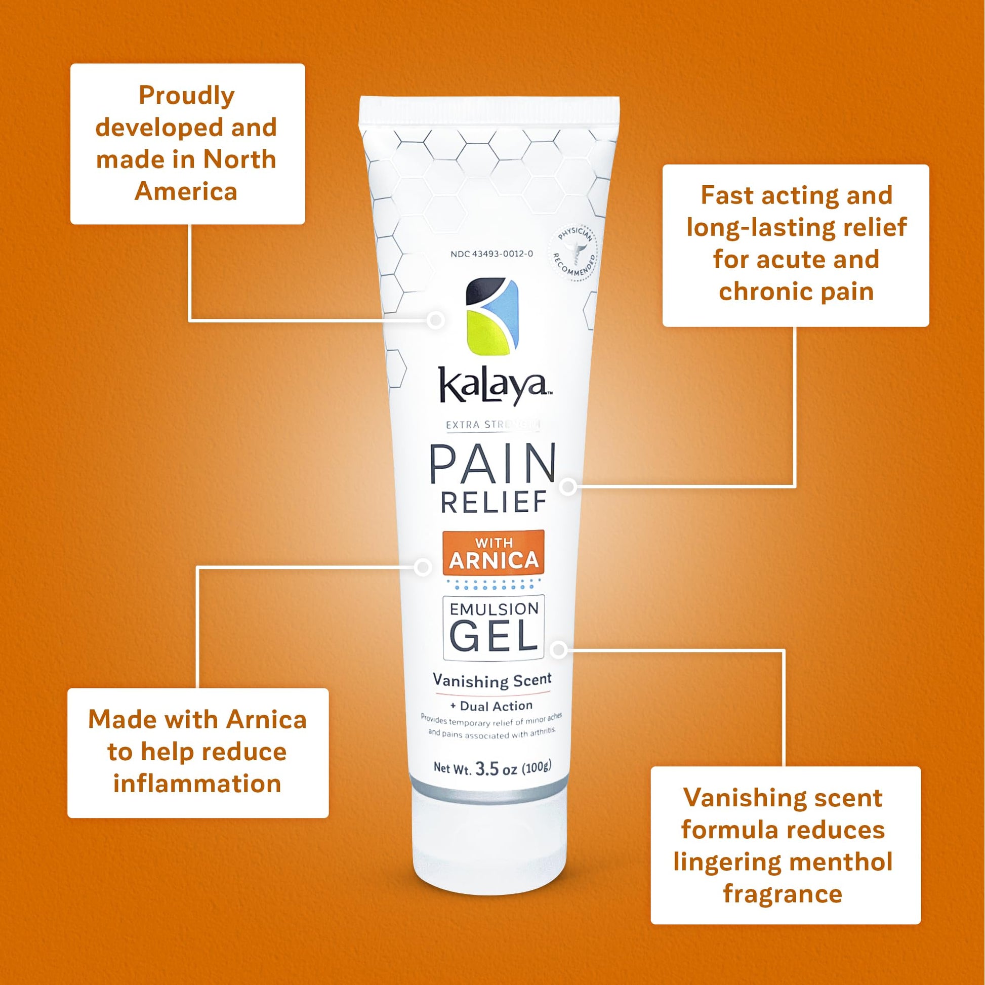 Kalaya Extra Strength Pain Relief Gel with Arnica -Fast Acting, Long Lasting, Vanishing Scent, medically formulated for Arthritis, Joints, Muscle, Back, Neck, Shoulder, Hand and Knee Pain Kalaya NaturalsAu supplements