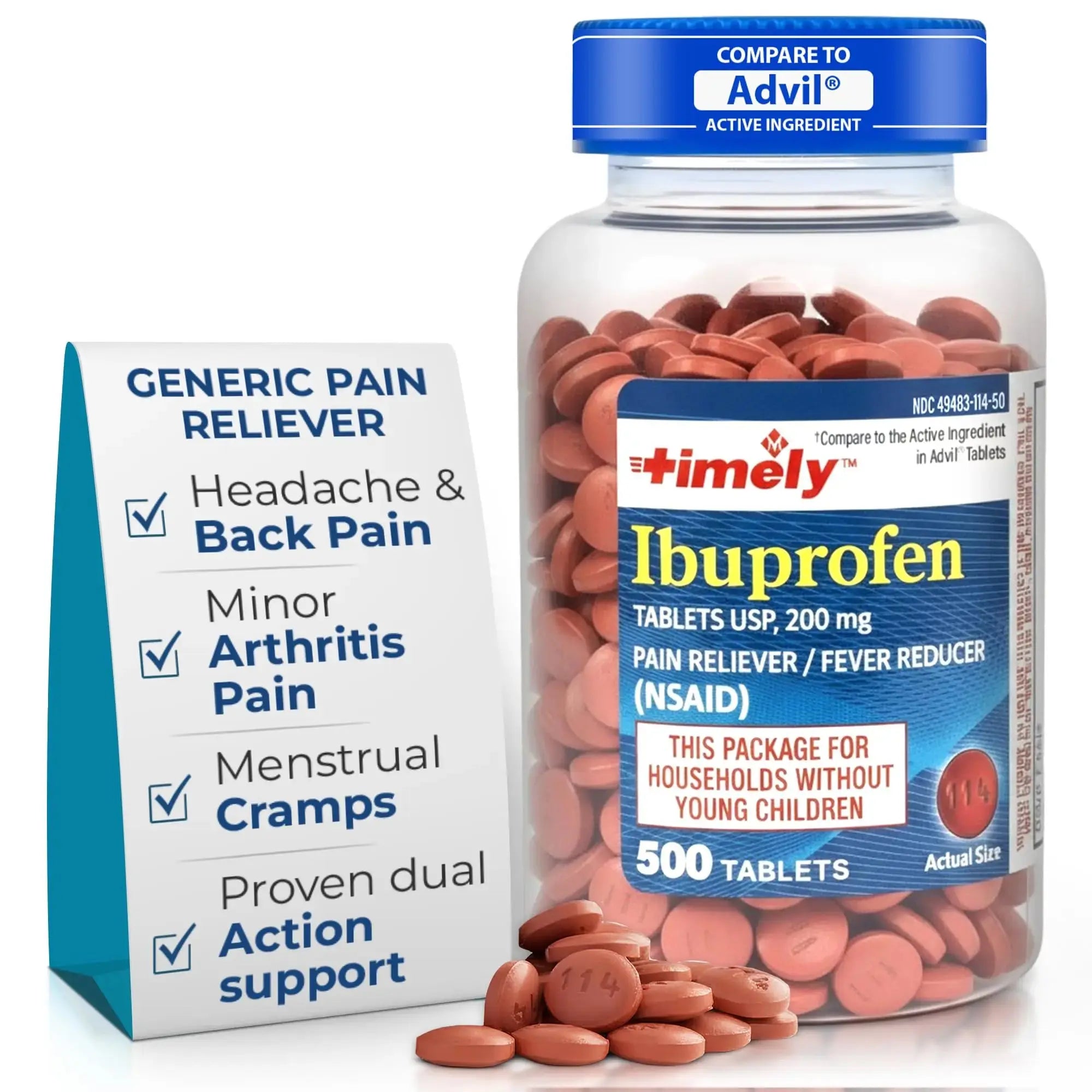 TIME-Cap Labs 500 Tablets Ibuprofen 200mg Coated - Pain Reliever & Fever Reducer (NSAID) for Adults, Helps with Headache, Back Pain, Muscle Aches, Toothaches, Menstrual Cramps & Minor Arthritis Pain TIME-CAP LABS, INC.Au supplements