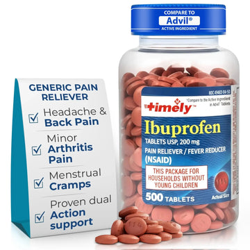 TIME-Cap Labs 500 Tablets Ibuprofen 200mg Coated - Pain Reliever & Fever Reducer (NSAID) for Adults, Helps with Headache, Back Pain, Muscle Aches, Toothaches, Menstrual Cramps & Minor Arthritis Pain TIME-CAP LABS, INC.Au supplements