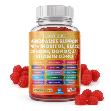 Sugar Free Menopause Support Gummies for Women D-Chiro Myo Inositol Black Cohosh Dong Quai Vitamin D3 K2 - Hormone Balance, PMS, Hot Flash & Night Sweat Relief Perimenopause Water Retention Debloating NutraPerfectoAu supplements