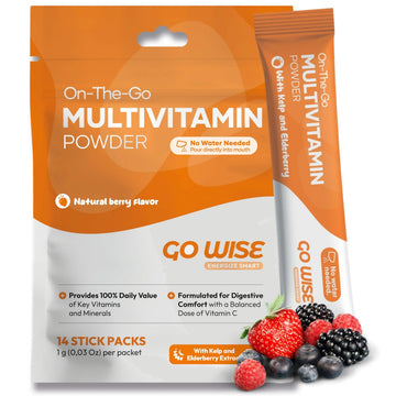 Go Wise On The Go Multivitamin Powder, 14 Vegan Daily Vitamin Packets for Men & Women, Natural Berry Flavor Go WiseAu supplements