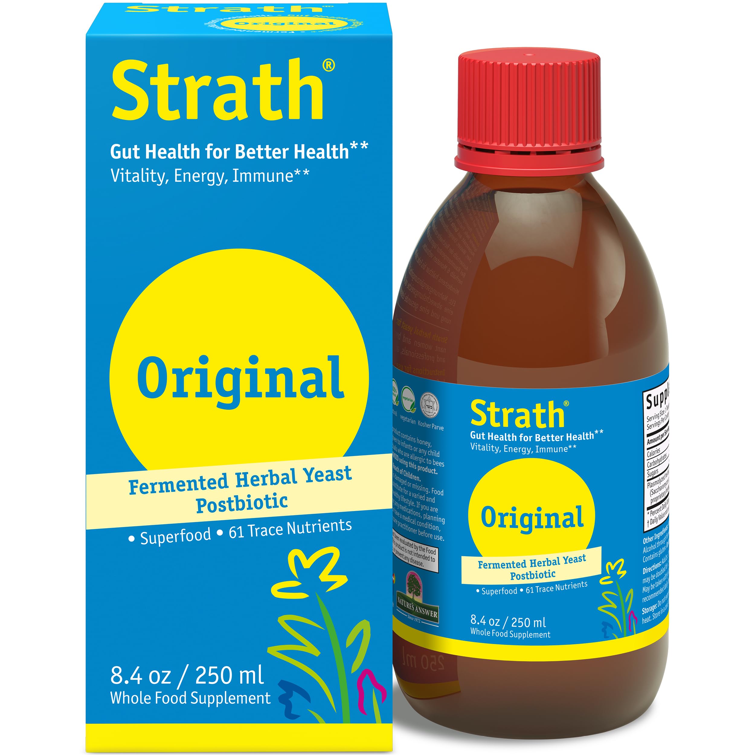 Strath Fermented Herbal Yeast Postbiotic - (8.4 Fl oz) Daily Nutritional Food Supplement Liquid | Supports Metabolism | Vegetarian | Lactose-Free | No Artificial Additives Bio-StrathAu supplements