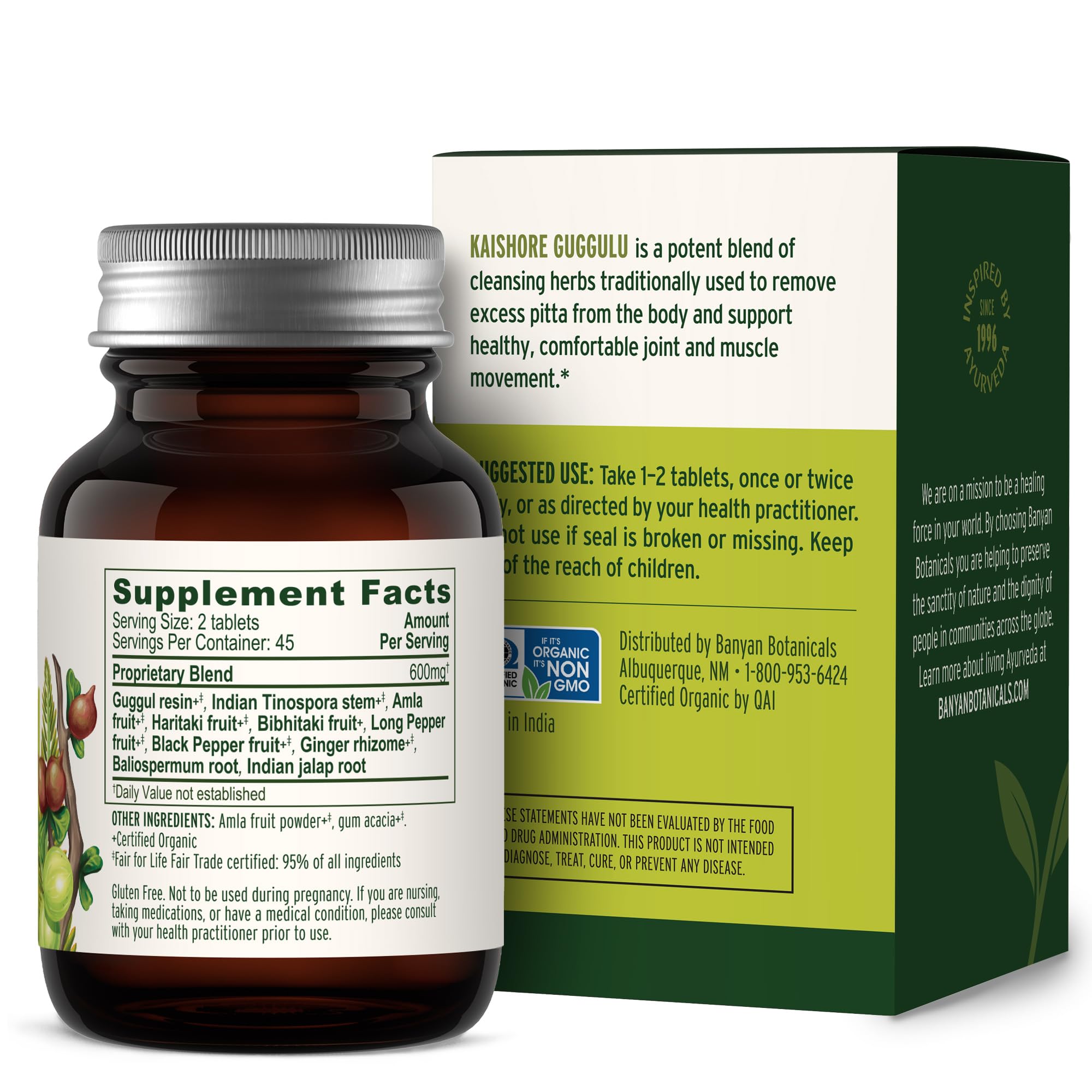 Banyan Botanicals Kaishore Guggulu – Organic Joint Support Supplement – Traditional Blend that Supports Healthy Joints, Muscles, and Connective Tissue* – 90 tablets – Non-GMO Sustainably Sourced Vegan Banyan BotanicalsAu supplements