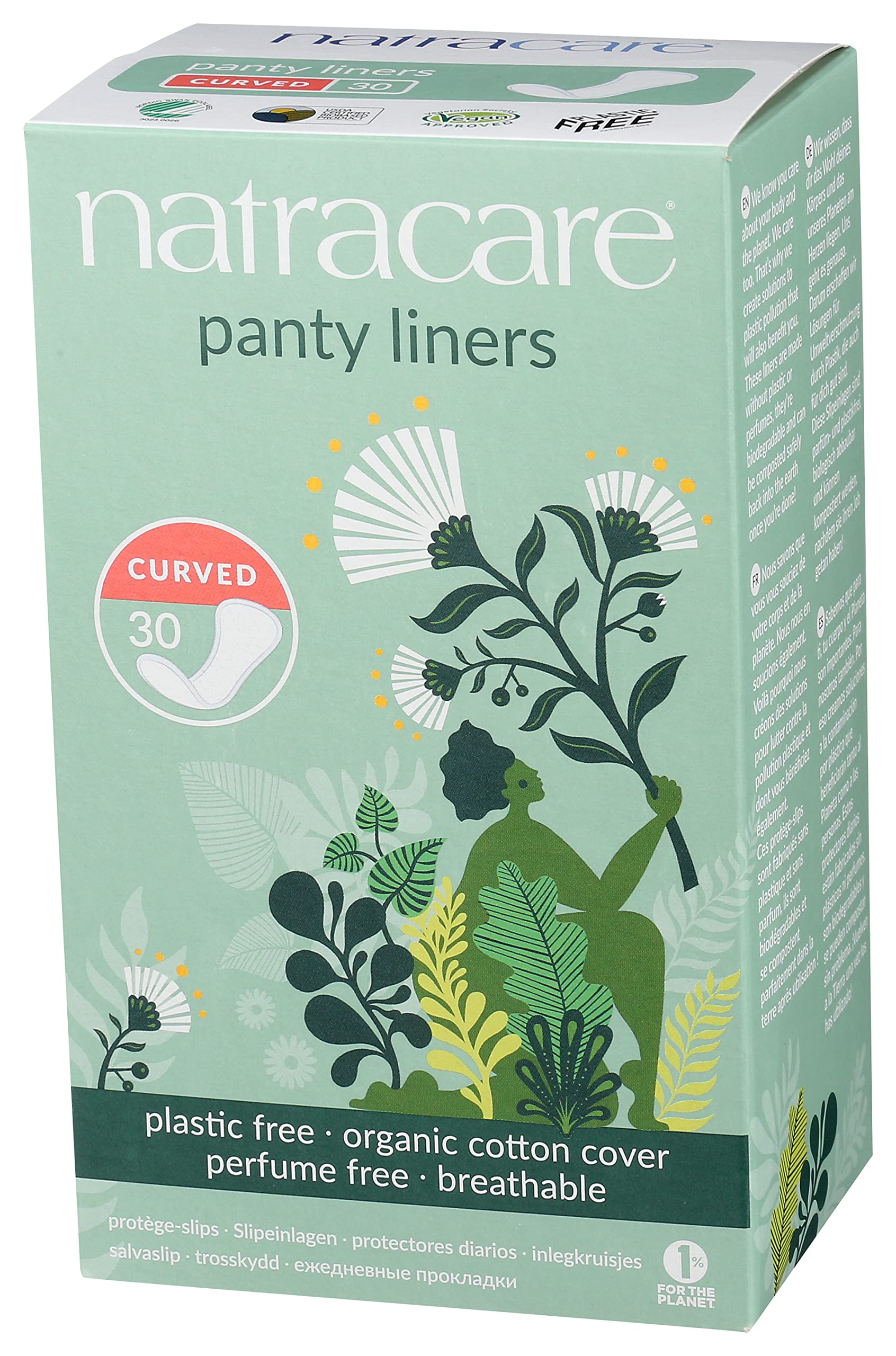Natracare Natural Organic Curved Panty Liners, with Certified Organic Cotton, Ecologically Certified NATRACAREAu supplements