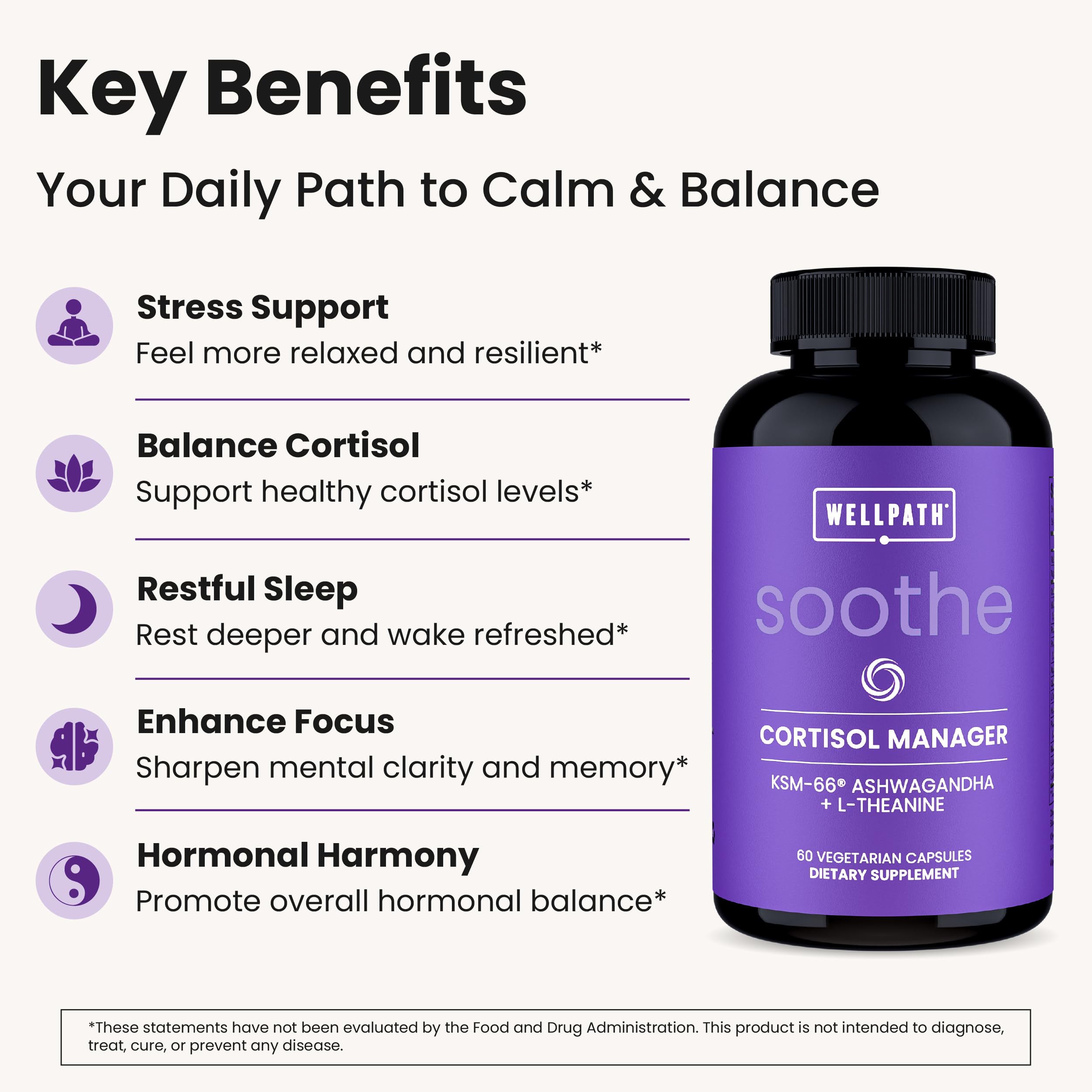 WellPath Soothe Cortisol Manager - Cortisol Supplements for Women with KSM-66® Ashwagandha & L-Theanine - Stress Support, Detox - 11-in-1 Complex, Vegan, Made in USA, Non-GMO, 60 Ct WellPathAu supplements
