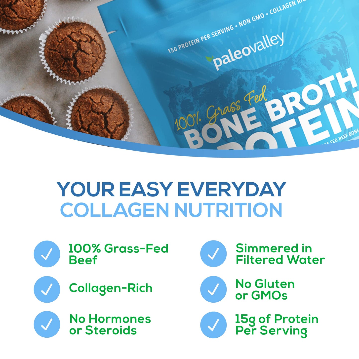 Paleovalley 100% Grass Fed Beef Bone Broth Protein Powder - Rich in Collagen Peptides PaleovalleyUS supplements