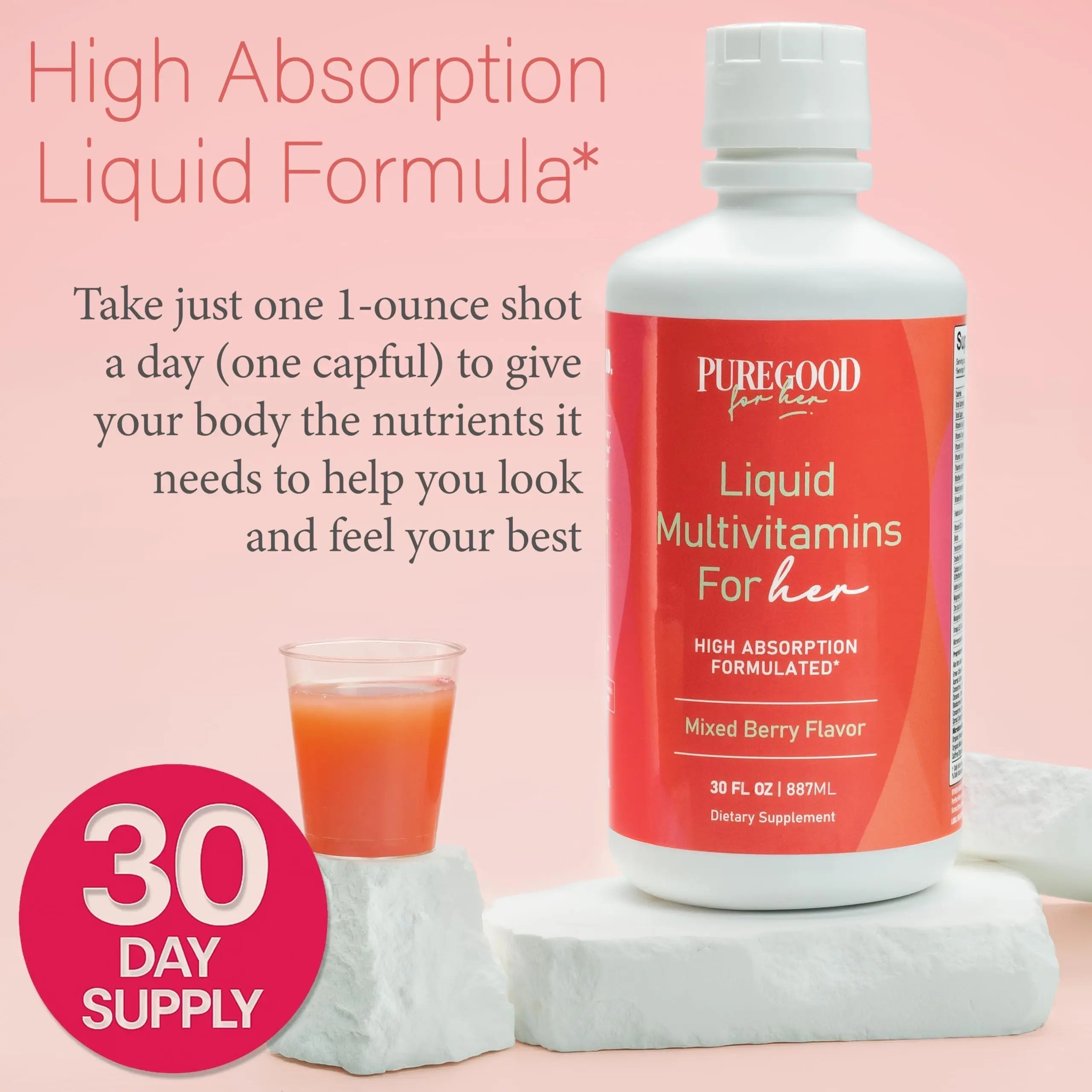 PureGood Women’s Liquid Multivitamin | 70+ Nutrients, Superfoods & Omegas | High Absorption Daily Supplement | PureGoodAu supplements