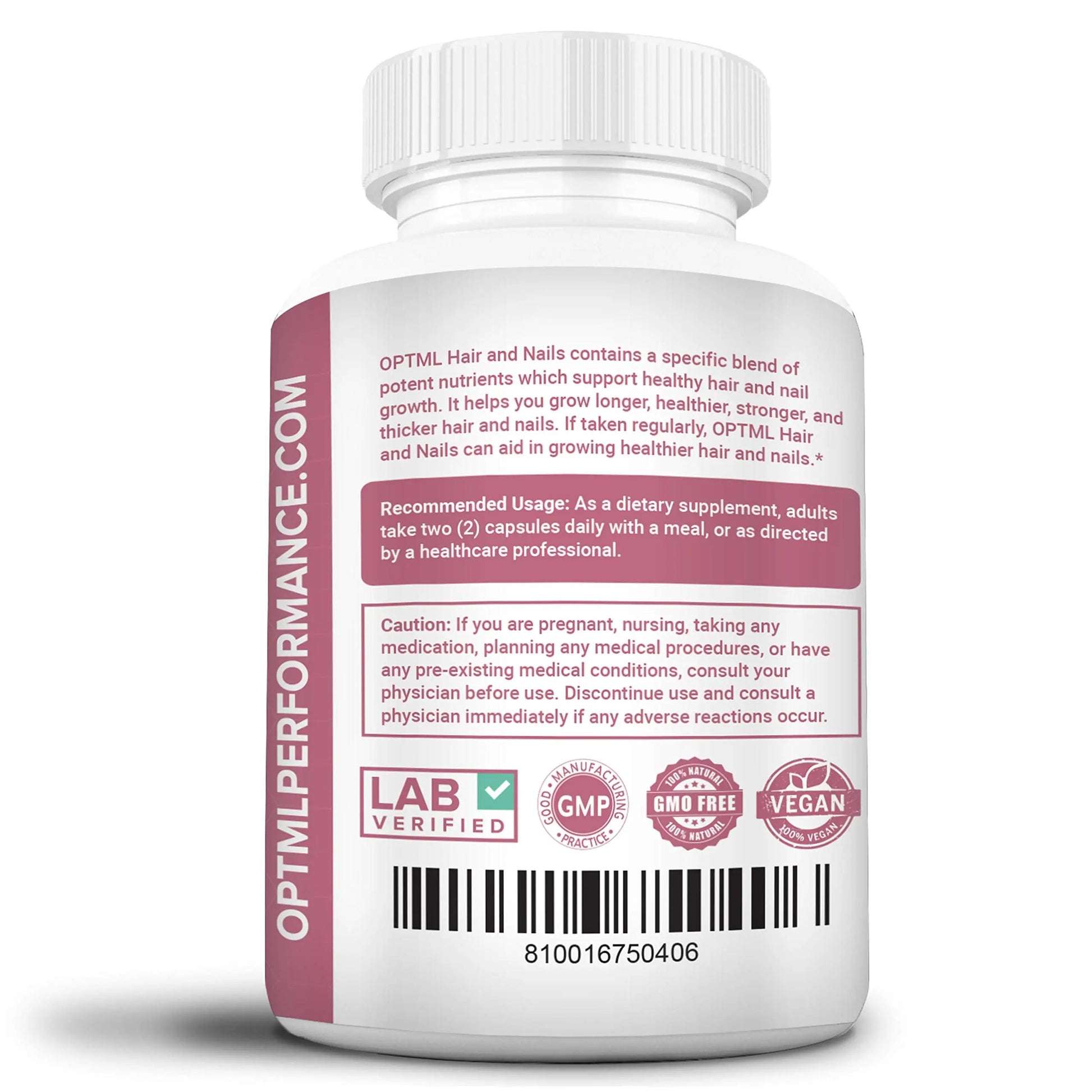 OPTML Hair and Nail Vitamins for Hair Growth and Thickness, Biotin-Infused Hair Pills, Hair Vitamins for Faster Hair Growth and Healthy Nails, for Women and Men, 60 Capsules OPTMLAu supplements