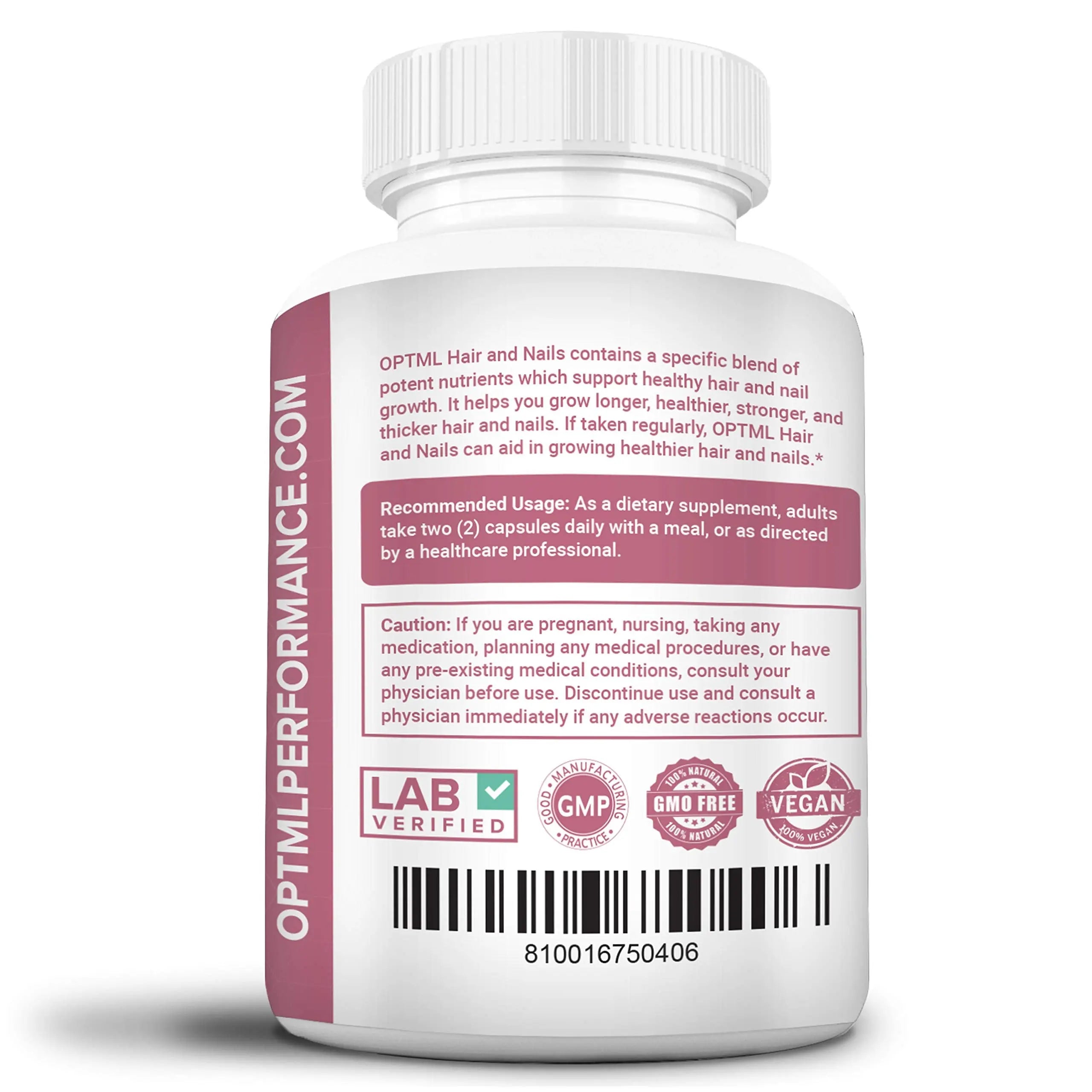OPTML Hair and Nail Vitamins for Hair Growth and Thickness, Biotin-Infused Hair Pills, Hair Vitamins for Faster Hair Growth and Healthy Nails, for Women and Men, 60 Capsules OPTMLAu supplements