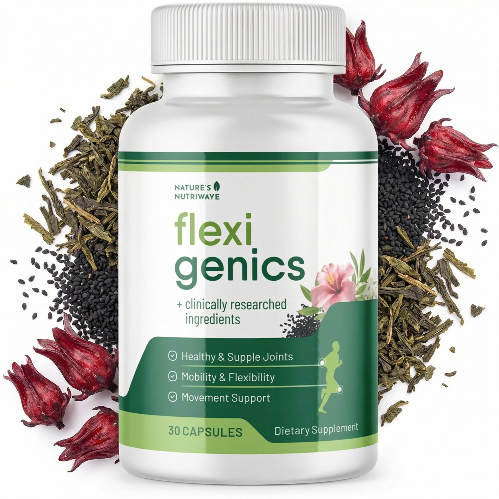 Flexigenics – Natural Support Formula with Green Tea Extract, Black Cumin Seed & Vitamin K2 – Non-GMO, Easy-to-Take – 30 Capsules, 1 Month Supply Nature’s NutriWaveAu supplements