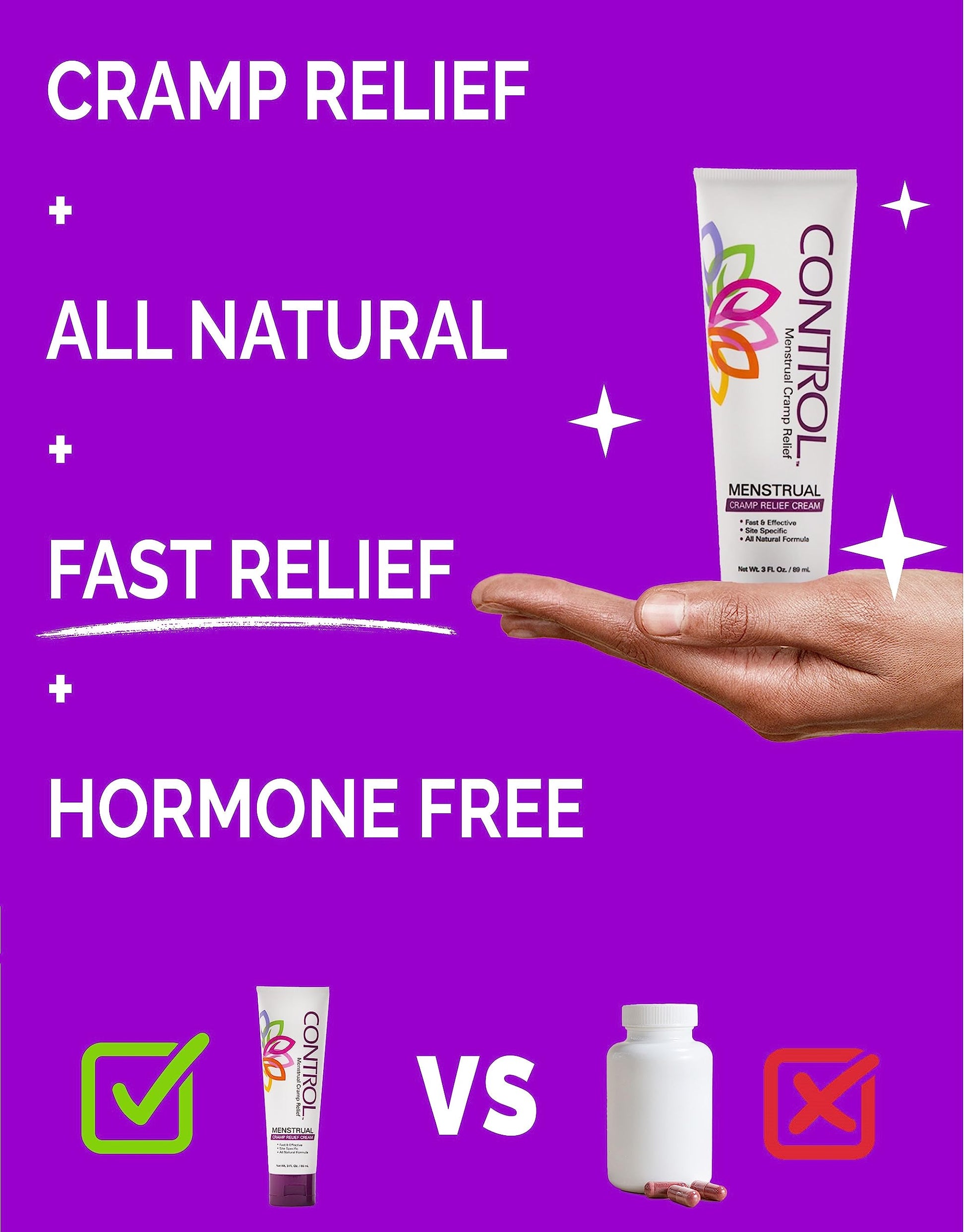 CONTROL, Menstrual Cramp Relief Cream, Topical Pain Relief for Period Cramps and PMS, Period Relief CONTROLAu supplements