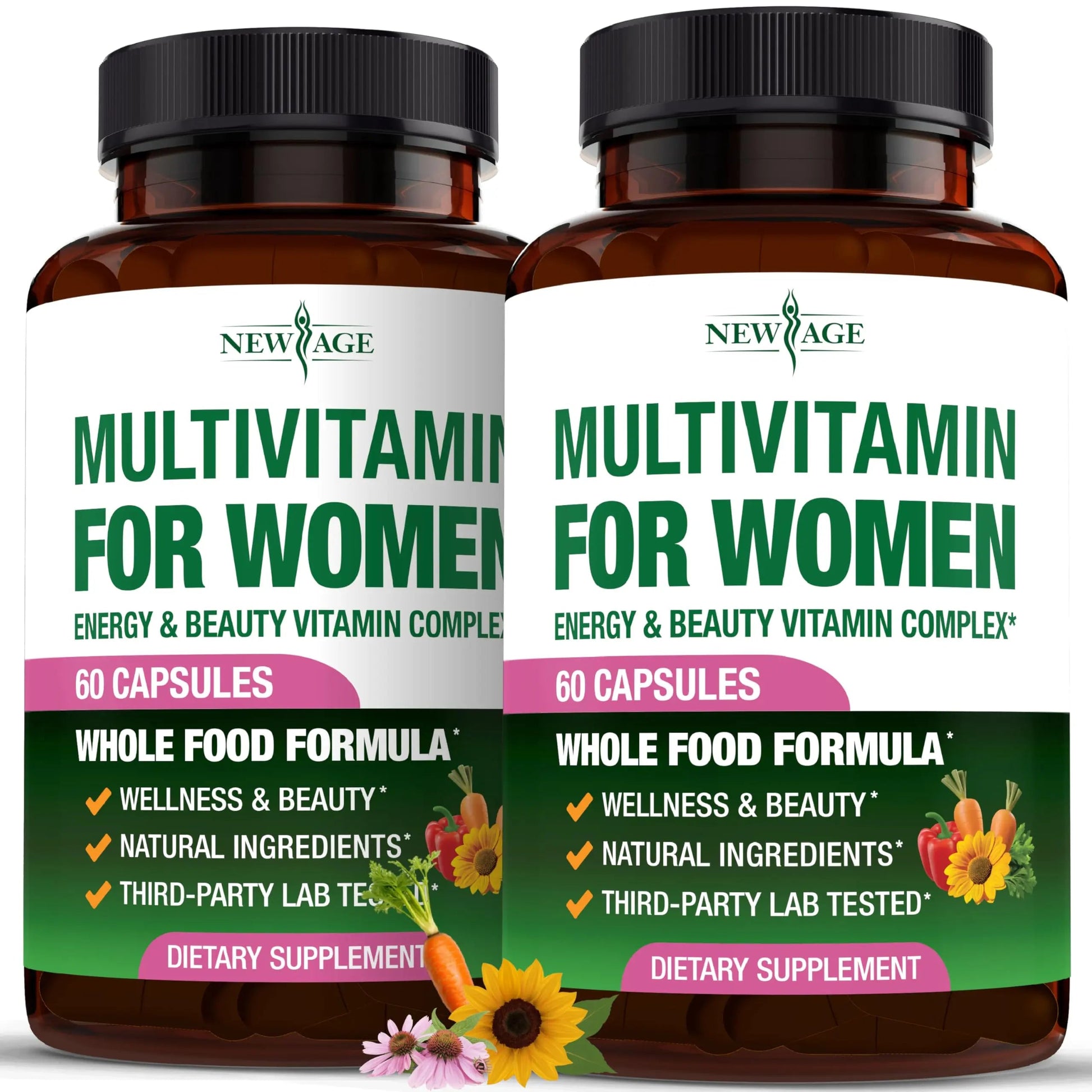 NEW AGE Multivitamin for Women - B-Complex, Whole Foods, Hair Support, Iron - All in1 Womens Multivitamin NEW AGEAu supplements