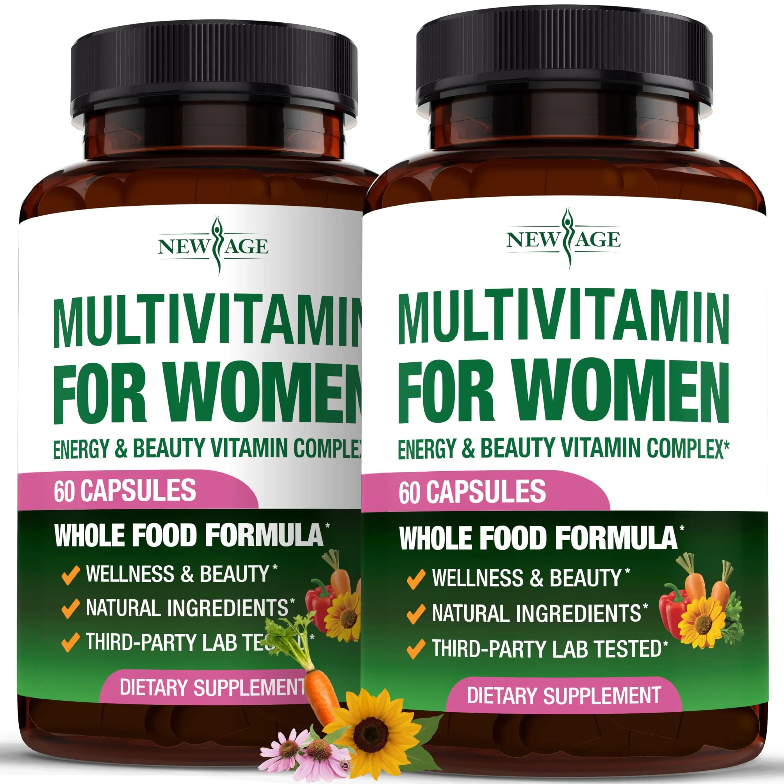 NEW AGE Multivitamin for Women - B-Complex, Whole Foods, Hair Support, Iron - All in1 Womens Multivitamin NEW AGEAu supplements