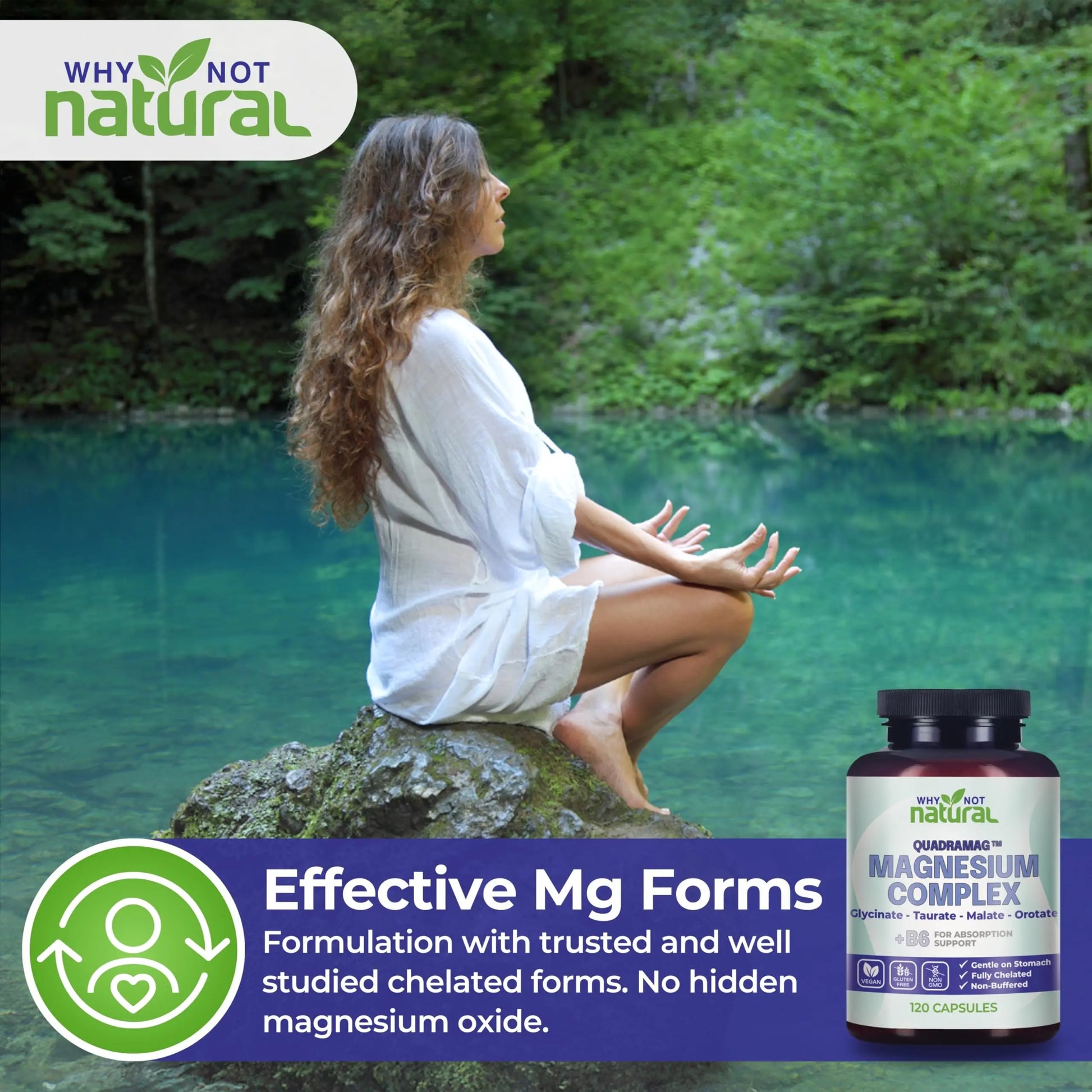 4-in-1 Magnesium Complex Supplement - Glycinate, Taurate, Malate, Orotate Blend - 300 mg per Serving, 120 Capsules Why Not Naturalnz supplements