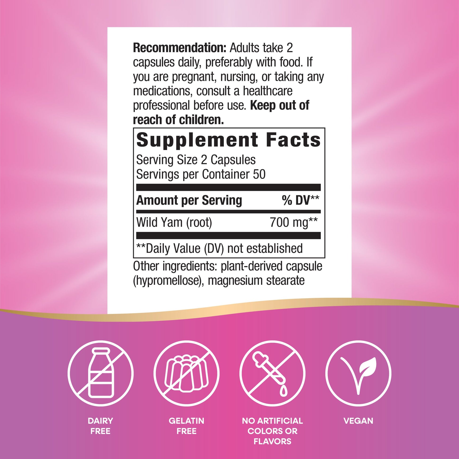Nature's Way Wild Yam Root Capsules, Women's Traditional Health Support*, 700 mg per 2-Capsule Serving, Non-GMO Project Verified, 100 Vegan Capsules (Packaging May Vary) Nature's WayAu supplements
