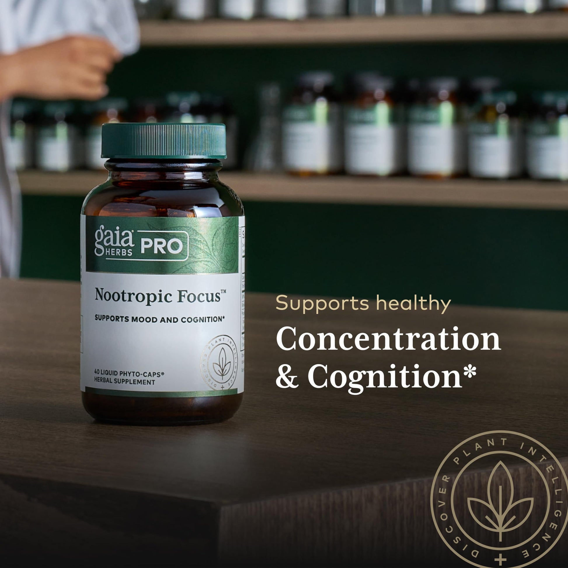 GAIA HERBS PRO Nootropic Focus - Brain Health Support Supplement* - Nootropic Supplement with Saffron, Ginkgo Leaf Extract & Lemon Balm - Vegan, Gluten-Free - 40 Liquid Phyto-Caps (20 Servings) Gaia Herbs PROAu supplements